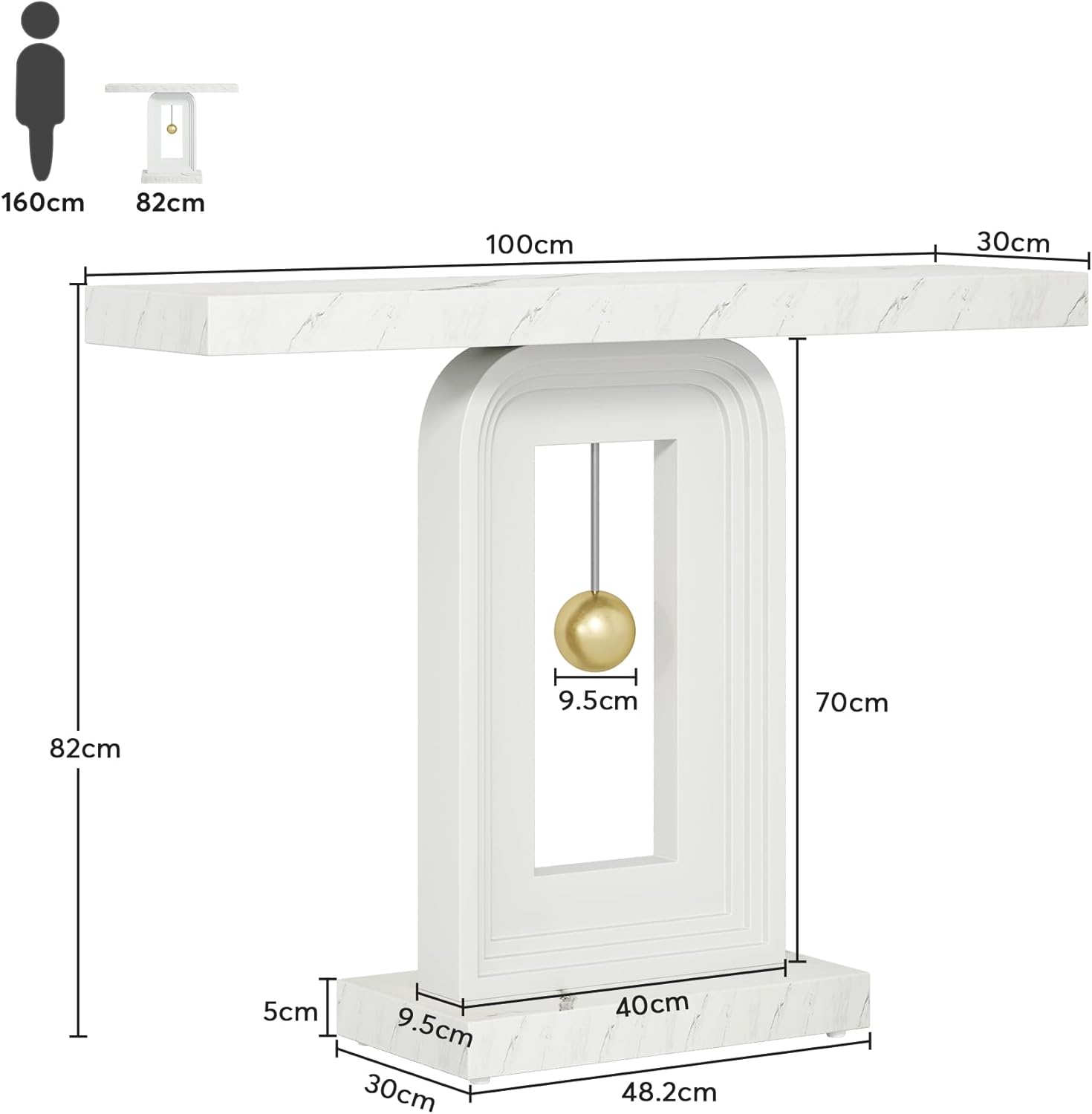 Tribesigns Consolekast, Haltafel met pendelvormige basis