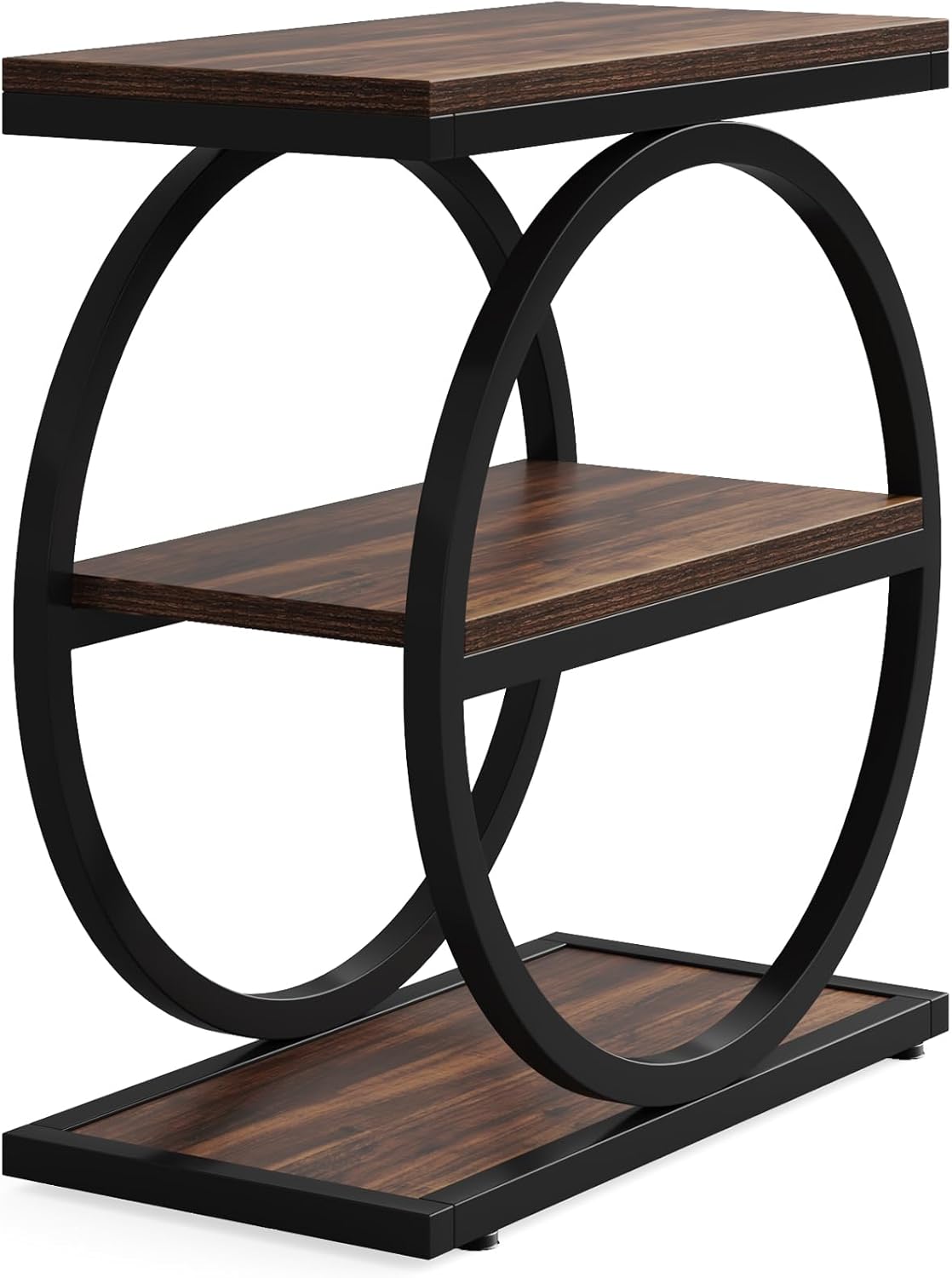 Tribesigns 3-laags Bijzettafel, Salontafel met Zwart Metalen Frame