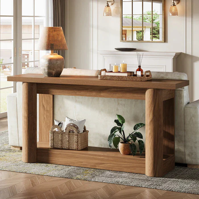 Tribesigns Table console de 160 cm, Table de canapé de ferme à 2 niveaux pour l'entrée