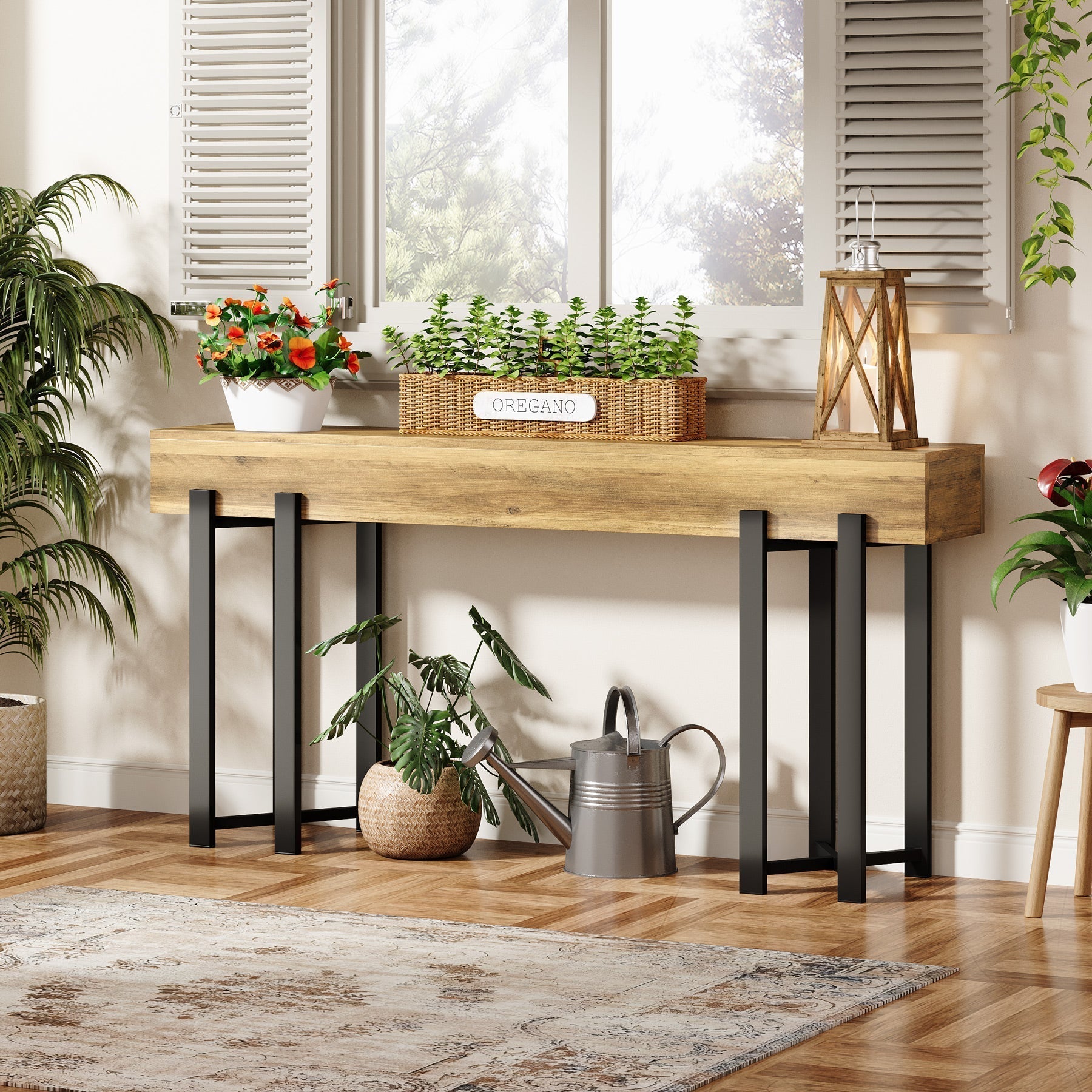 Tribesigns Console de 160 cm, Table-banc en bois pour hall d'entrée