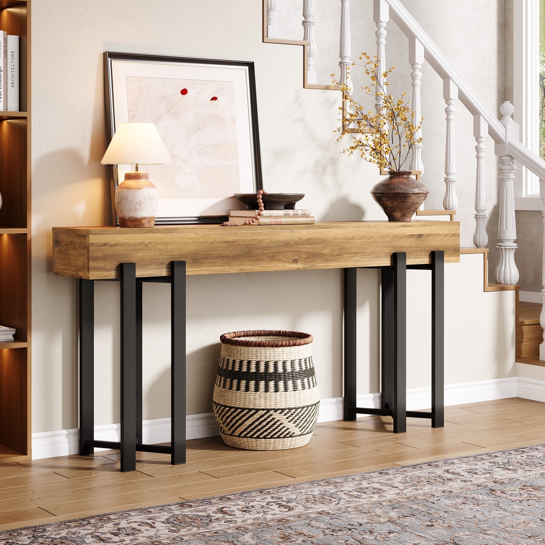 Tribesigns Console de 160 cm, Table-banc en bois pour hall d'entrée