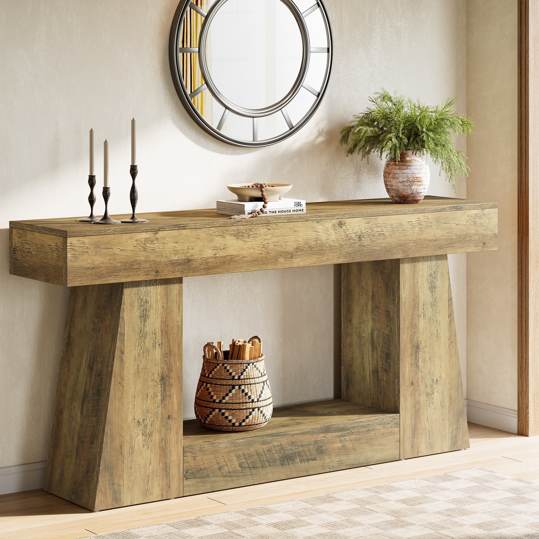 Tribesigns Consoletafel van 160 cm, Houten bijzettafel, Woonkamertafel