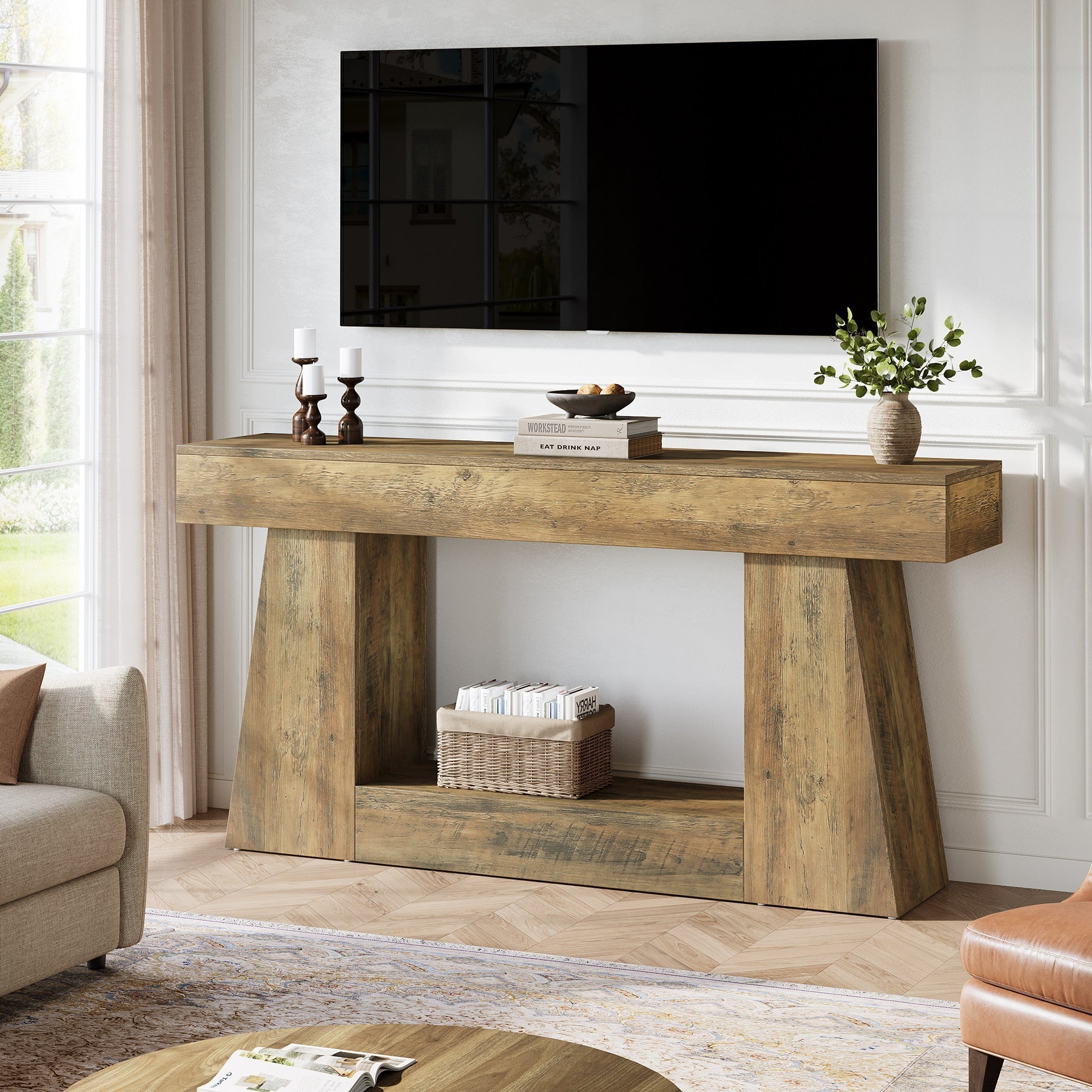 Tribesigns Consoletafel van 160 cm, Houten bijzettafel, Woonkamertafel