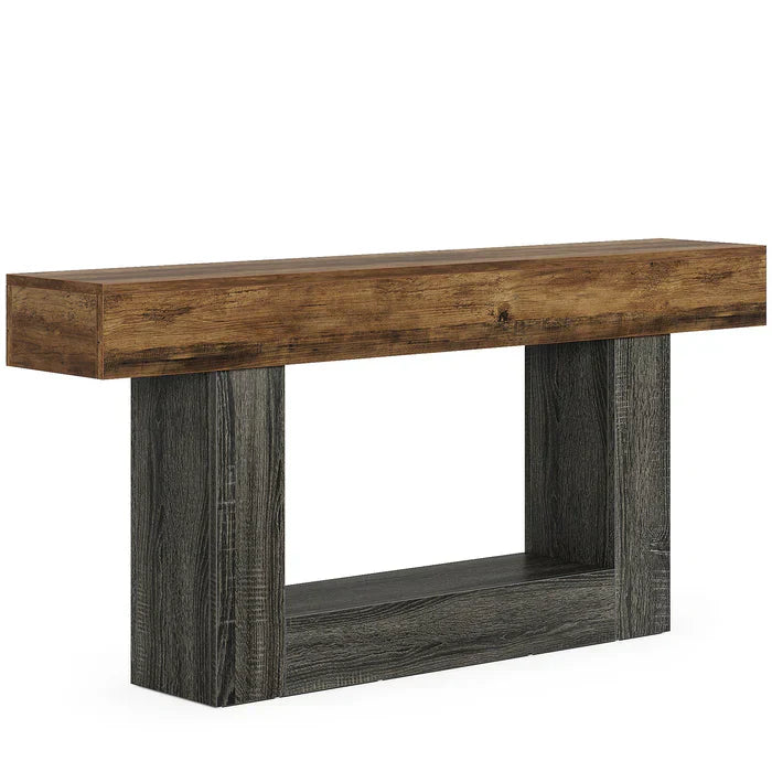 Tribesigns Table console en bois de 160 cm, Table de canapé de ferme à 2 niveaux Table d'entrée