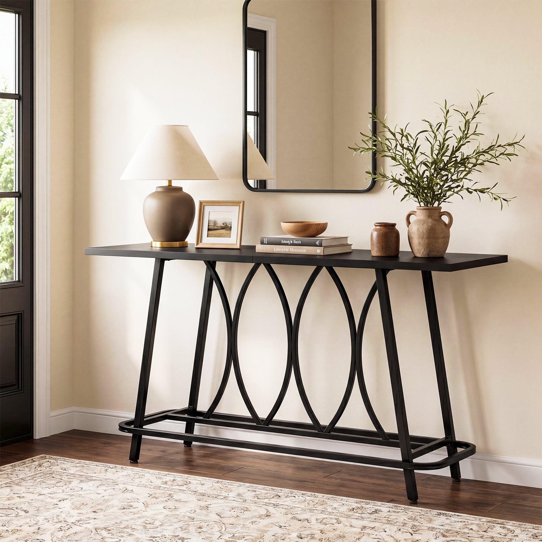 Tribesigns Console Moderne Longue 160 cm, Table Étroite Derrière Canapé avec Structure Métallique