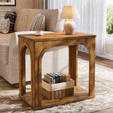 Tribesigns Table d’Appoint Rustique en Bois Massif 64 cm à 2 Niveaux 3