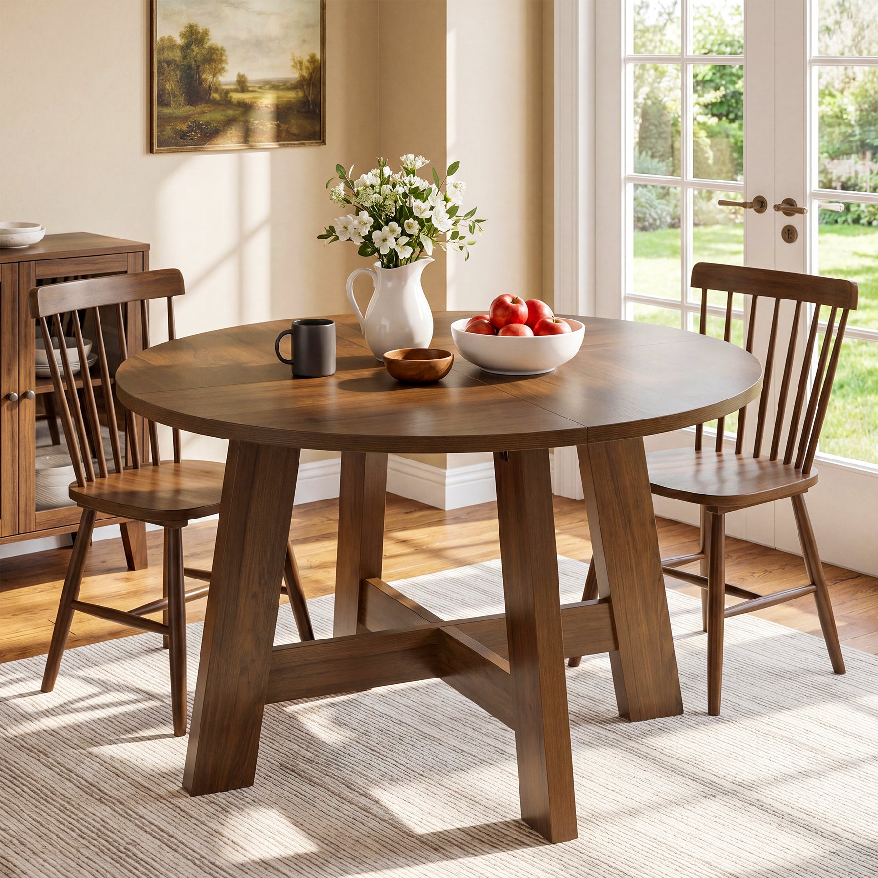 Tribesigns Table à manger de 118 cm avec traverse renforcée pour 4 à 6 personnes