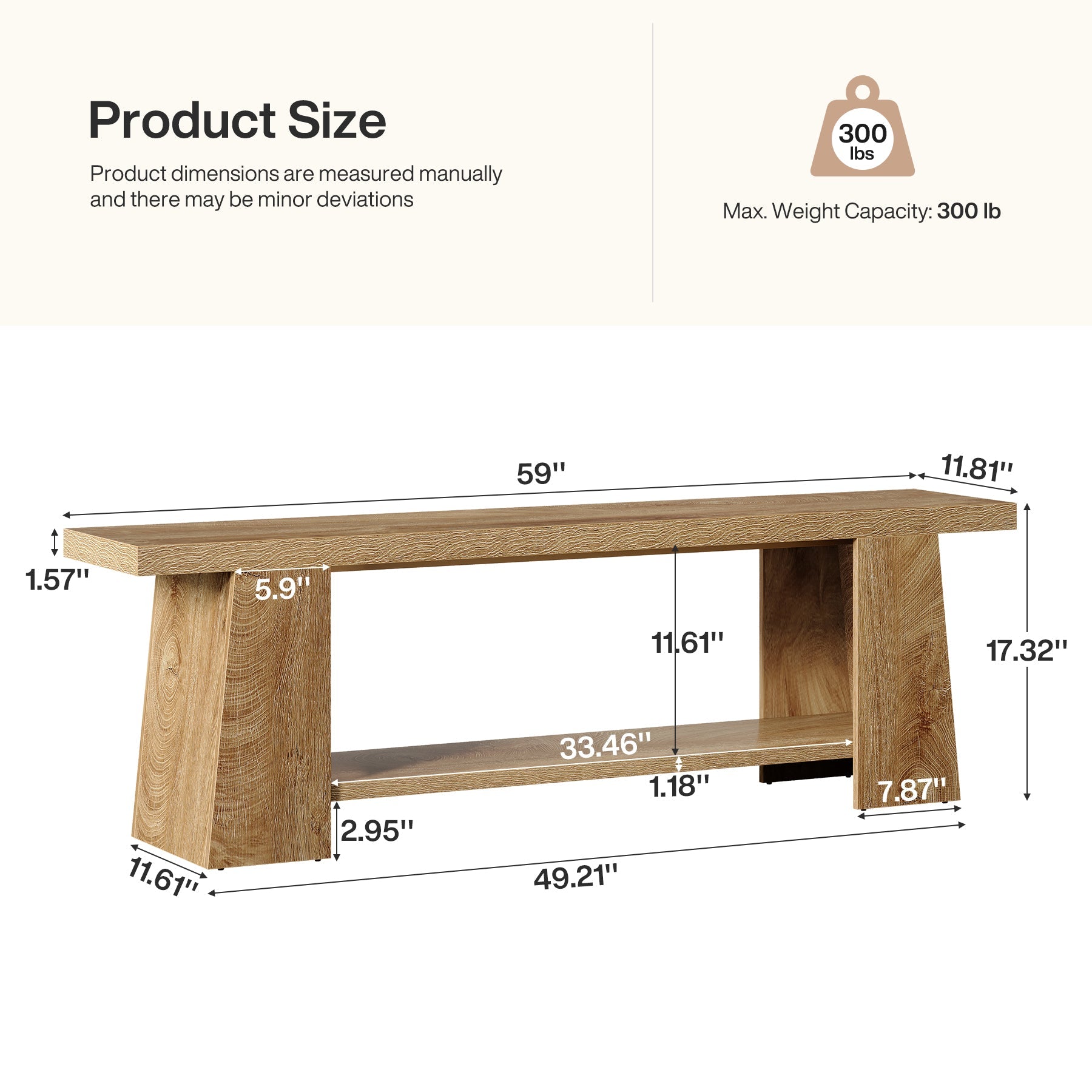 Tribesigns Banc à Chaussures 150 cm, Banc en Bois à 2 Niveaux avec Rangement