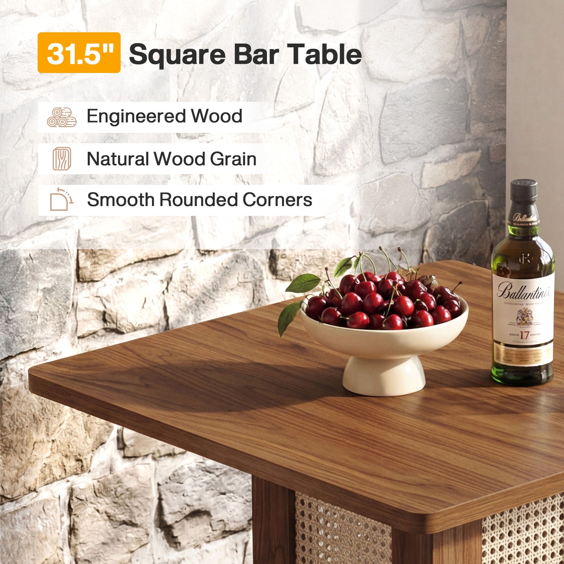 Tribesigns Table de Bar Carrée de 80 cm, Table de Pub Compacte pour Petits Espaces