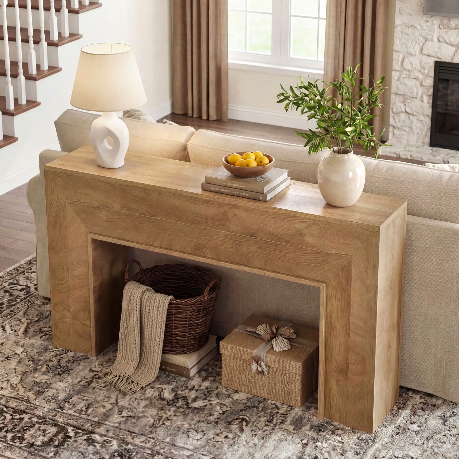 Tribesigns Console Longue de 160 cm au Profil Étroit, Table d’Entrée Rustique pour Salon et Couloir