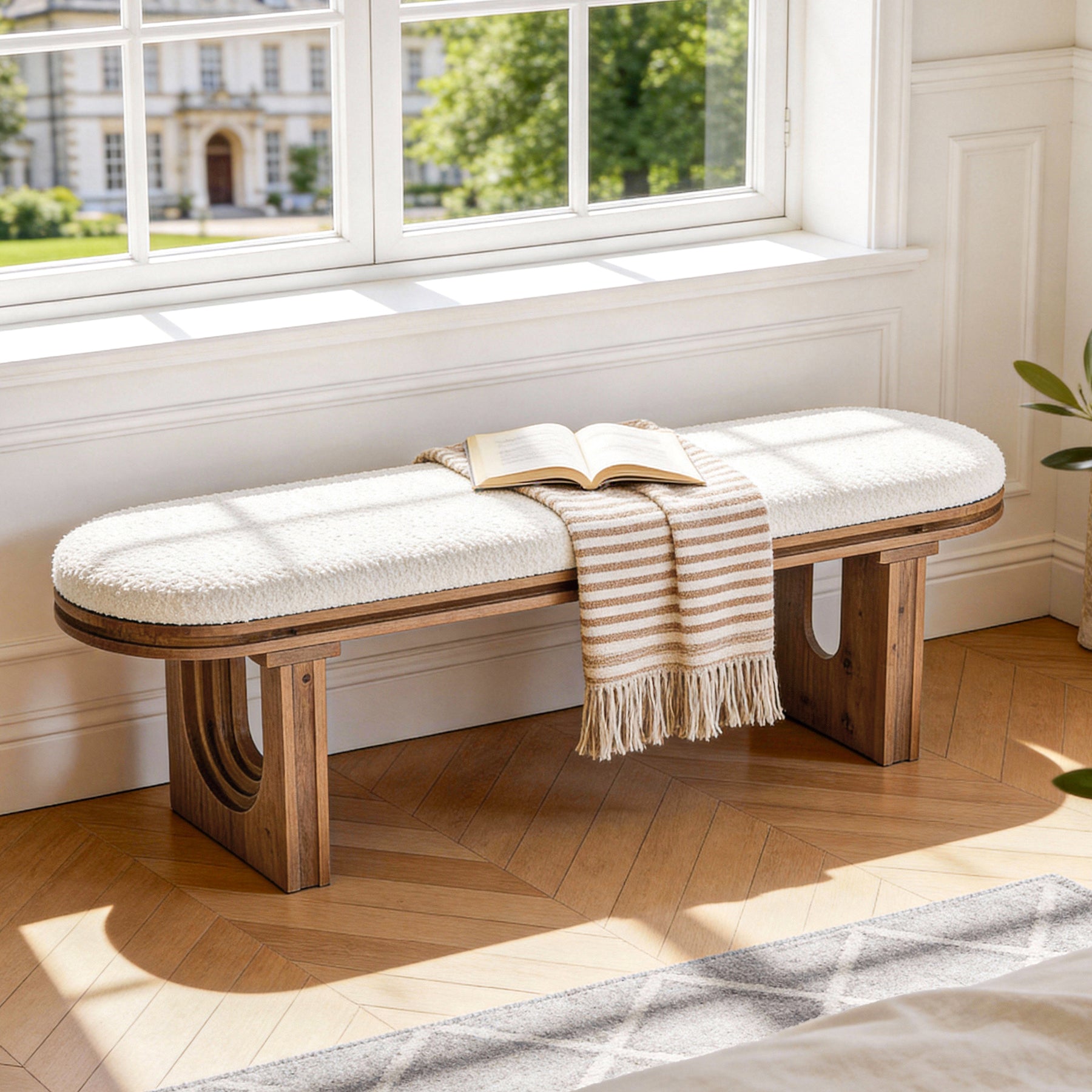 Tribesigns Banc en Bois 120 cm, Banc d’Entrée Moderne avec Assise Rembourrée