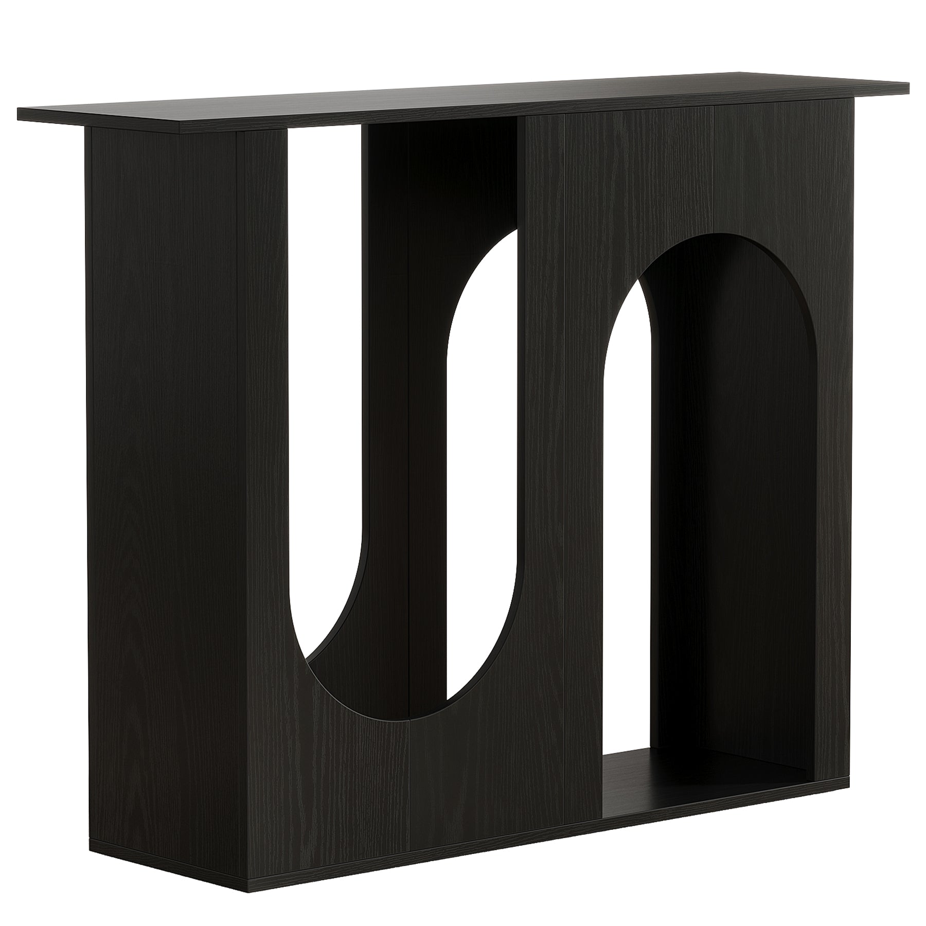 Tribesigns Table basse noire de 90 cm, Console étroite à placer derrière le canapé au design incurvé