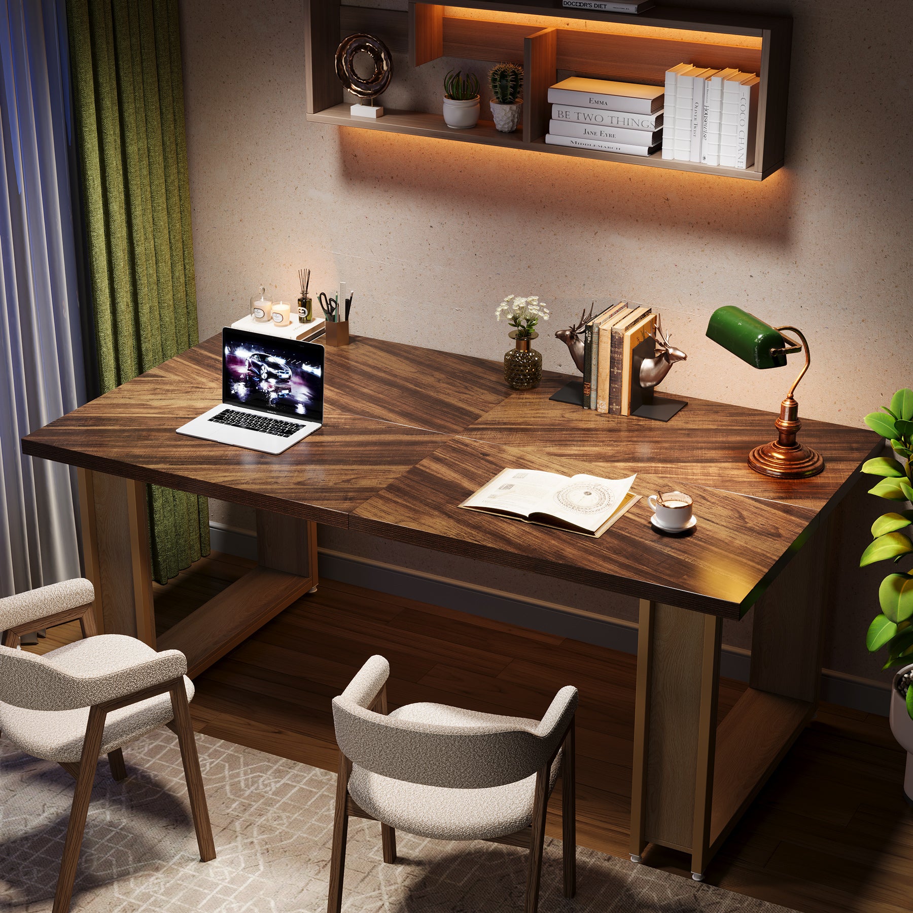 Tribesigns Bureau vintage, Tables d'ordinateur grandes en bois pour bureau à domicile