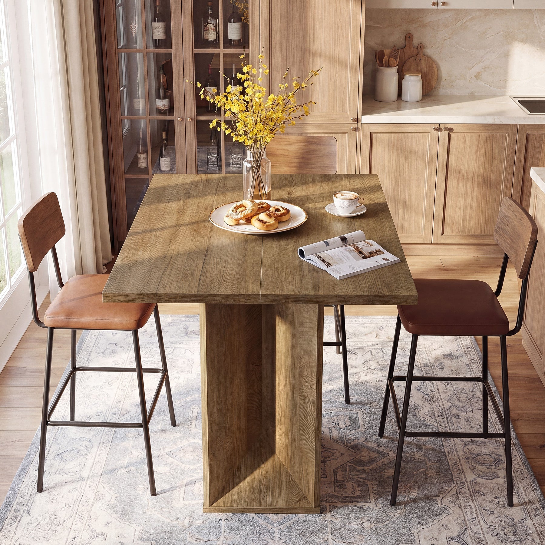 Tribesigns Table Haute de 90 cm, Table de Bistrot et de Pub pour Salle à Manger