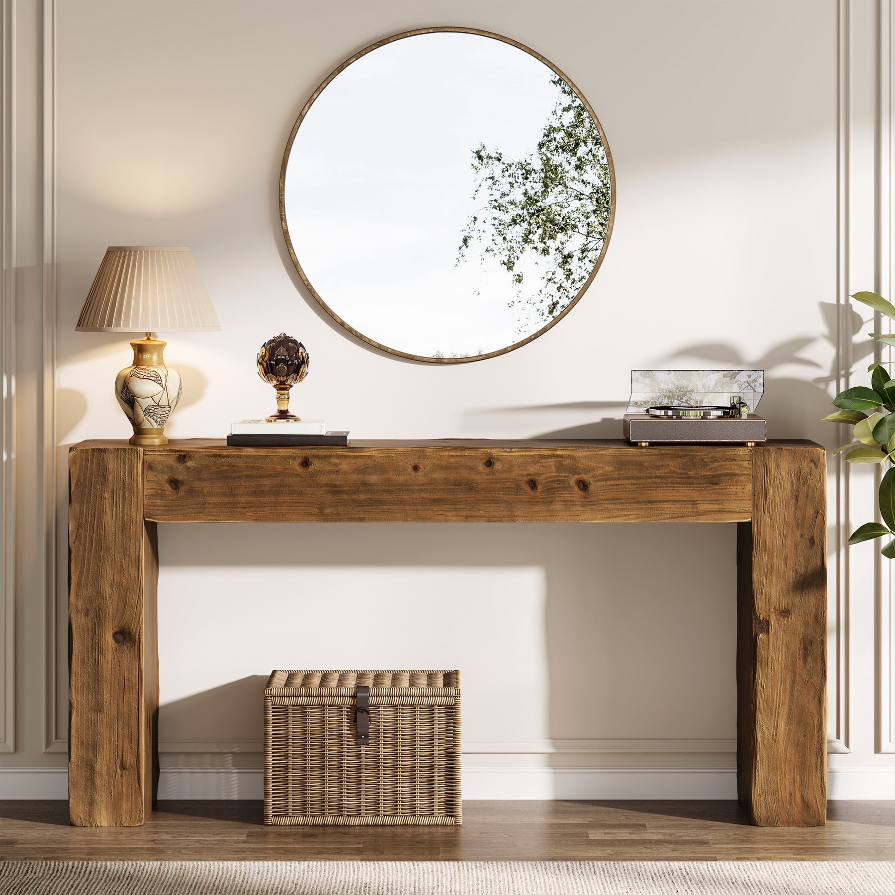 Tribesigns Console en bois de 160 cm, table de canapé rustique pour entrée