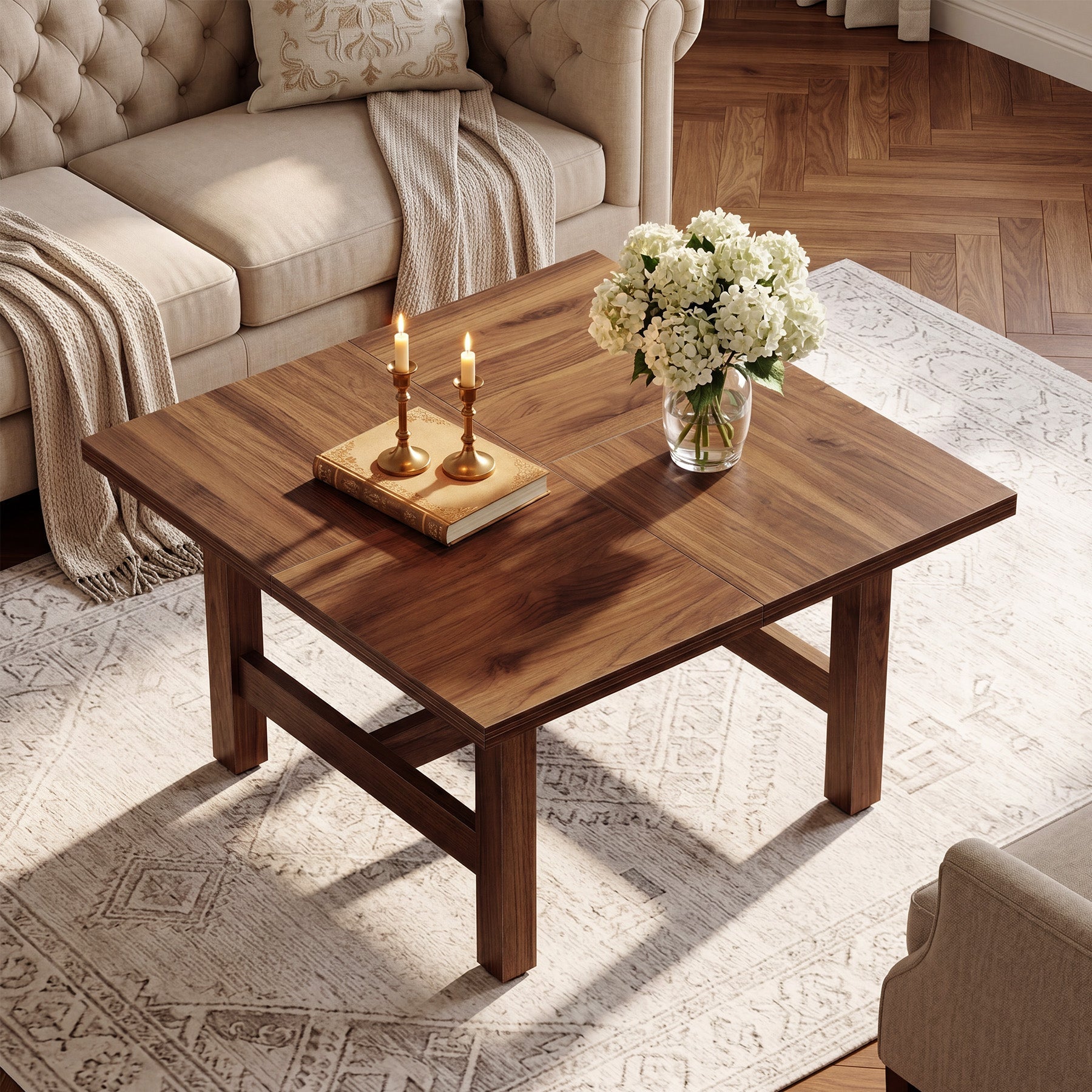 Tribesigns Table Basse Carrée 79 cm avec Pieds Robustes et Grand Plateau