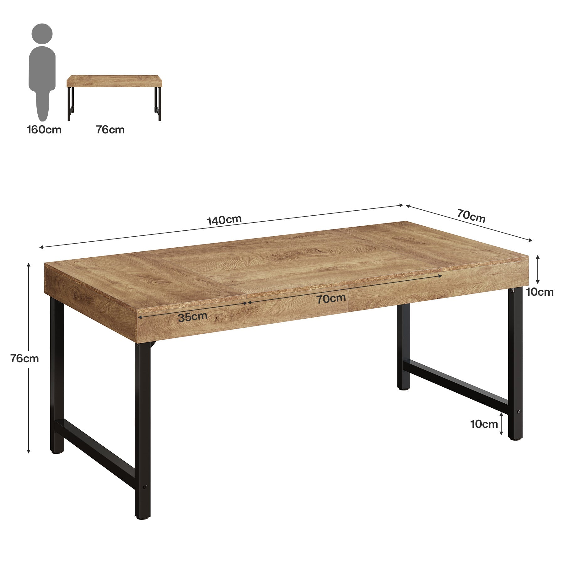 Tribesigns Bureau de direction de 140 cm, Bureau d'ordinateur simple pour le bureau à domicile