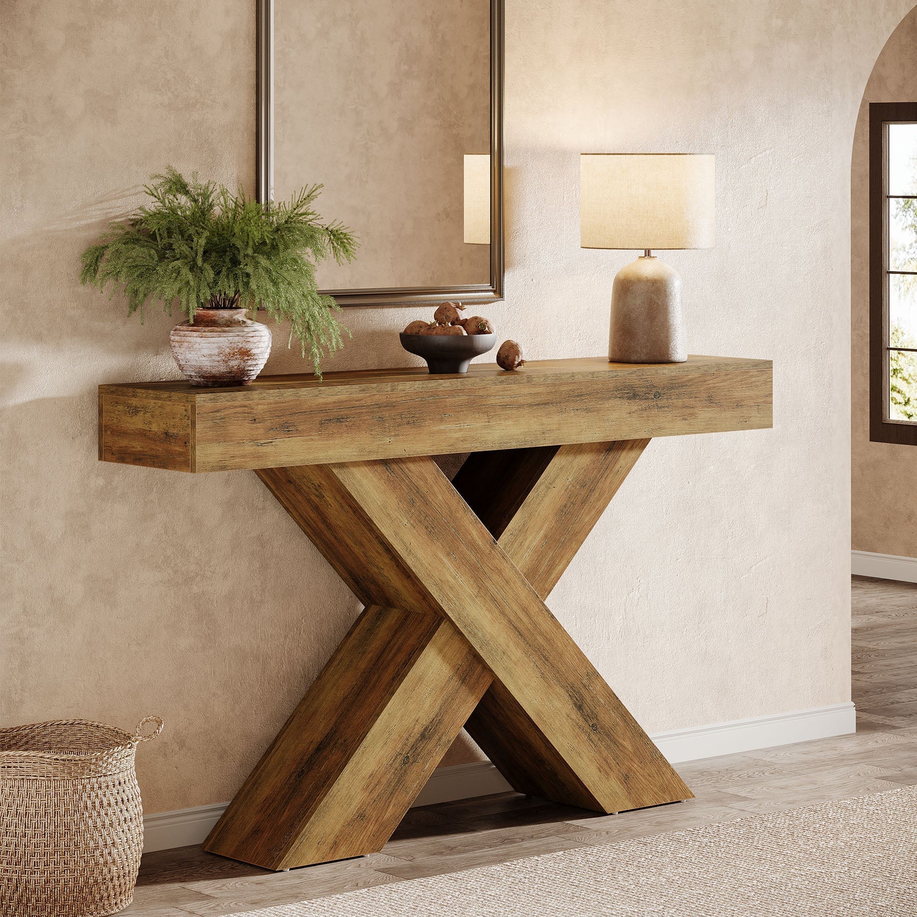 Tribesigns Console van 140 cm, Houten bijzettafel met uniek design