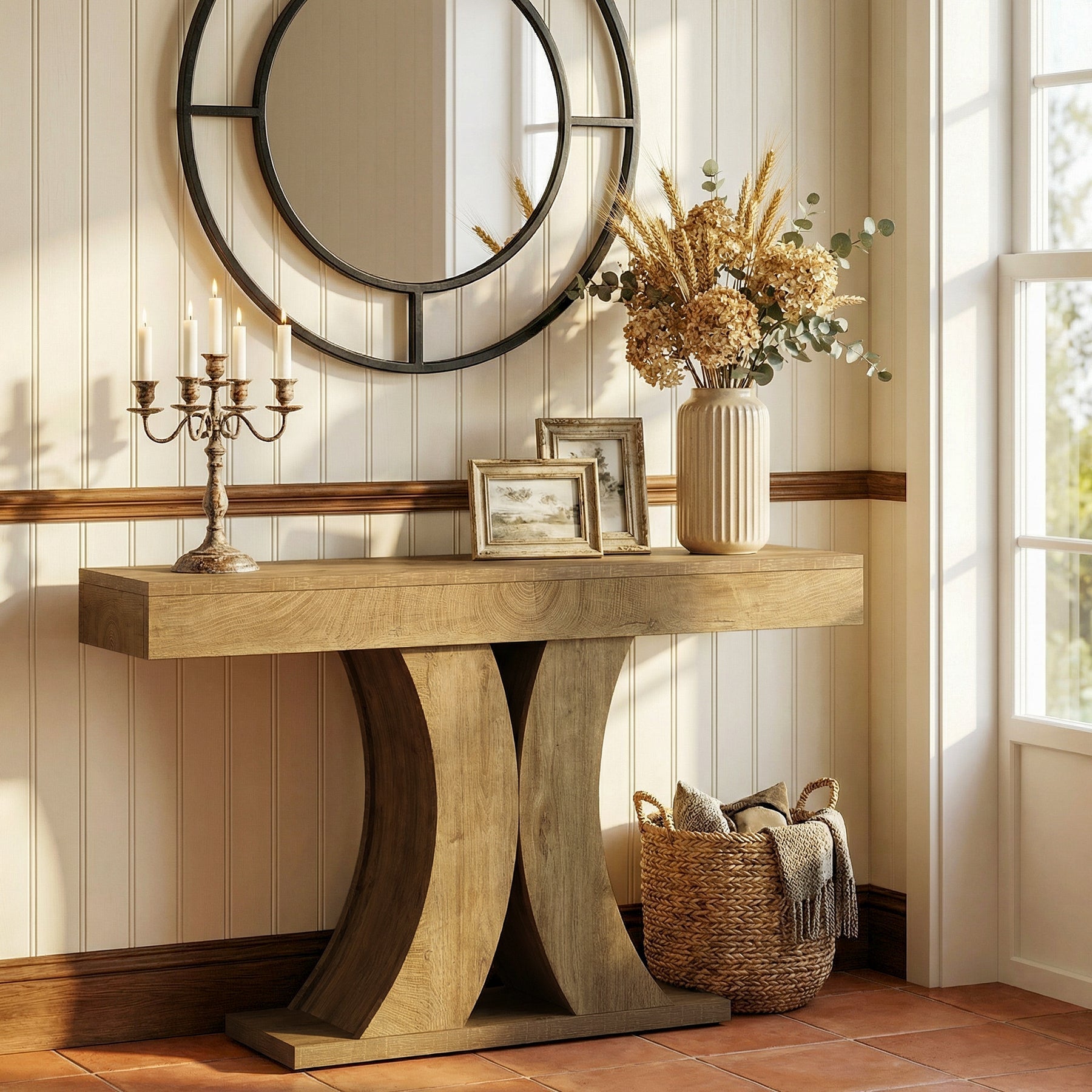 Tribesigns Console 150 cm, Table d'entrée étroite en bois pour salon