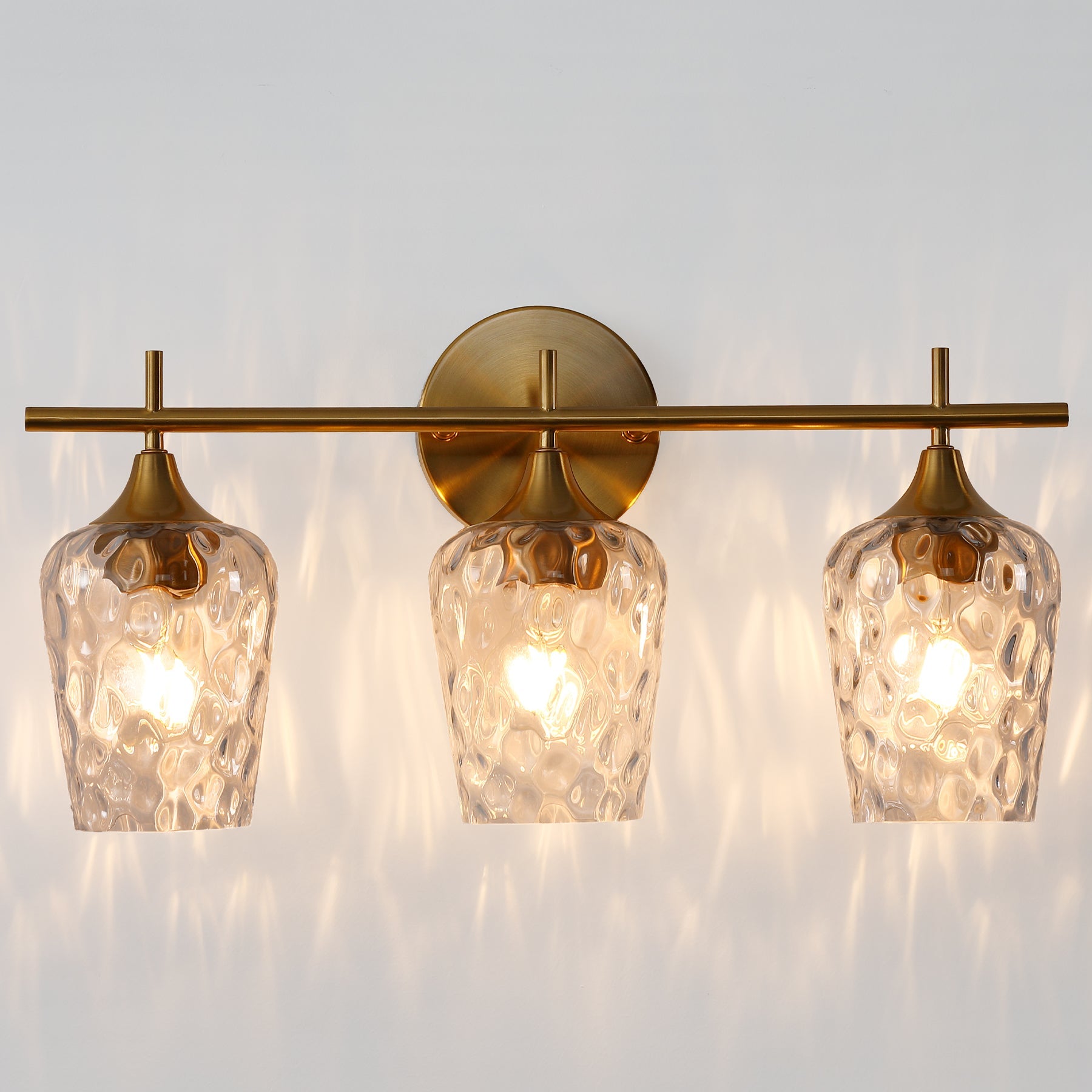 Tribesigns Applique de Salle de Bain à 3 Lumières, Applique Murale Moderne avec Abat-Jour en Verre Ondulé, Culot E27, Ampoules Non Incluses