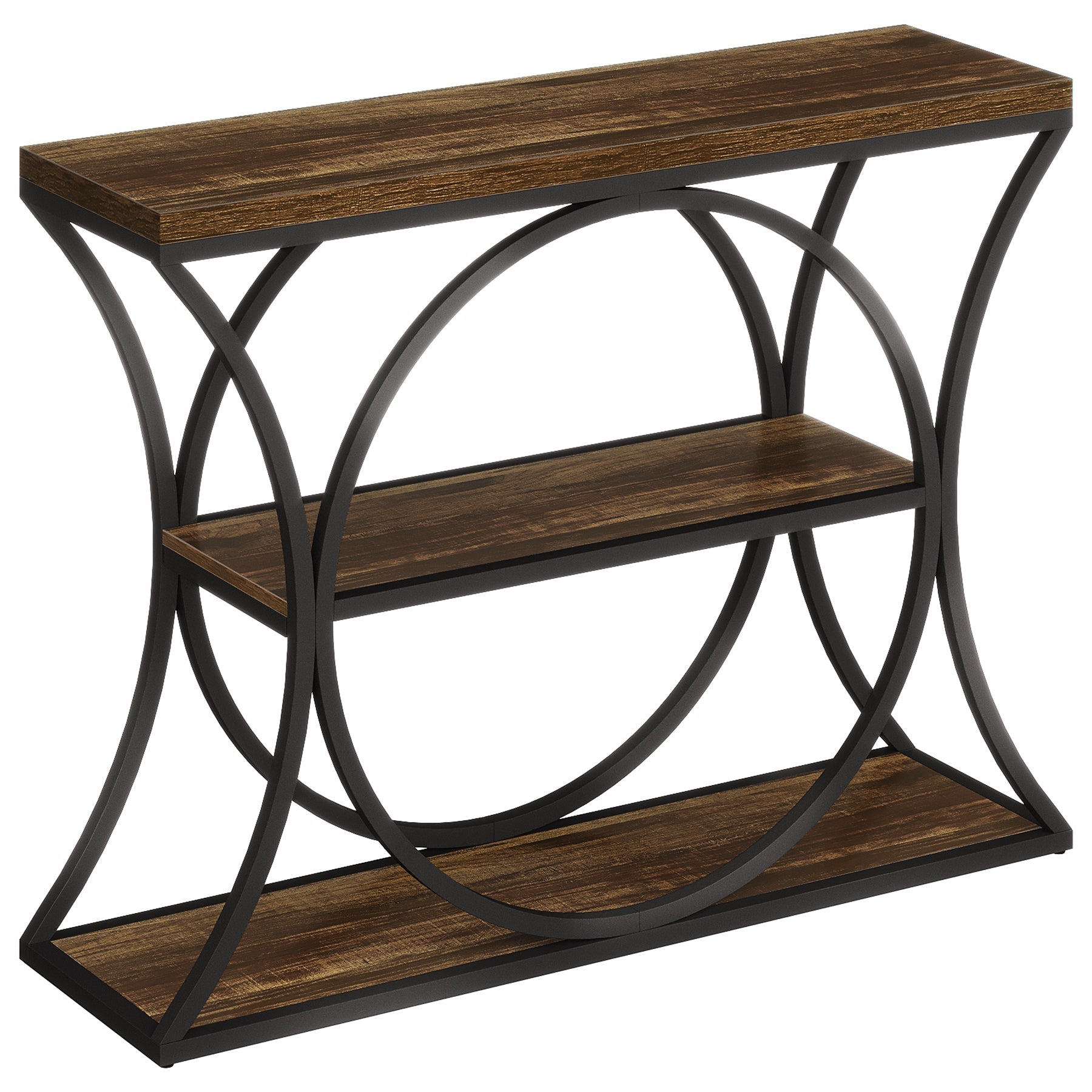 Tribesigns Console industrielle de 105 cm, table d’entrée étroite avec 3 étagères de rangement