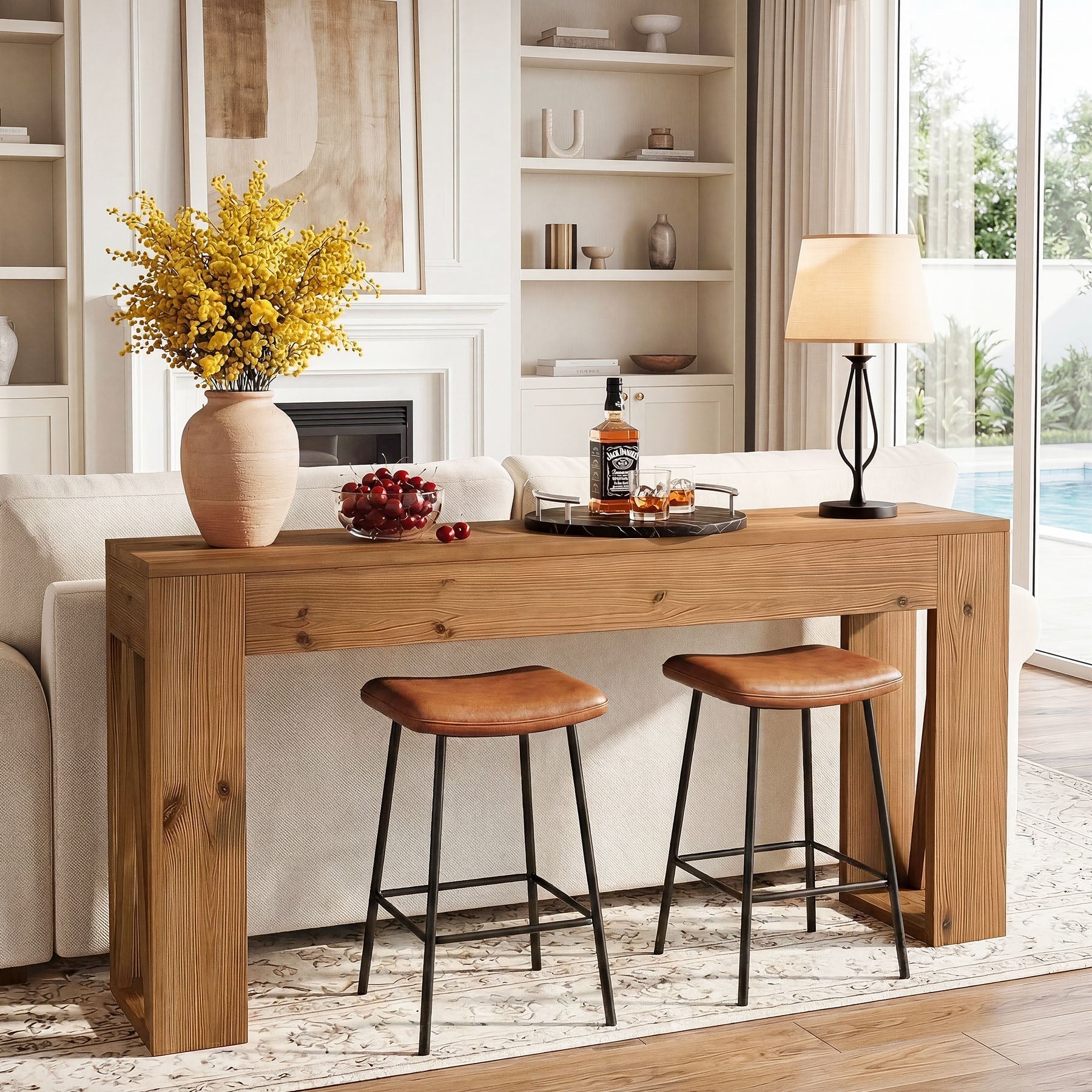 Tribesigns Console en sapin massif 160 cm, Table d'entrée étroite de style campagnard