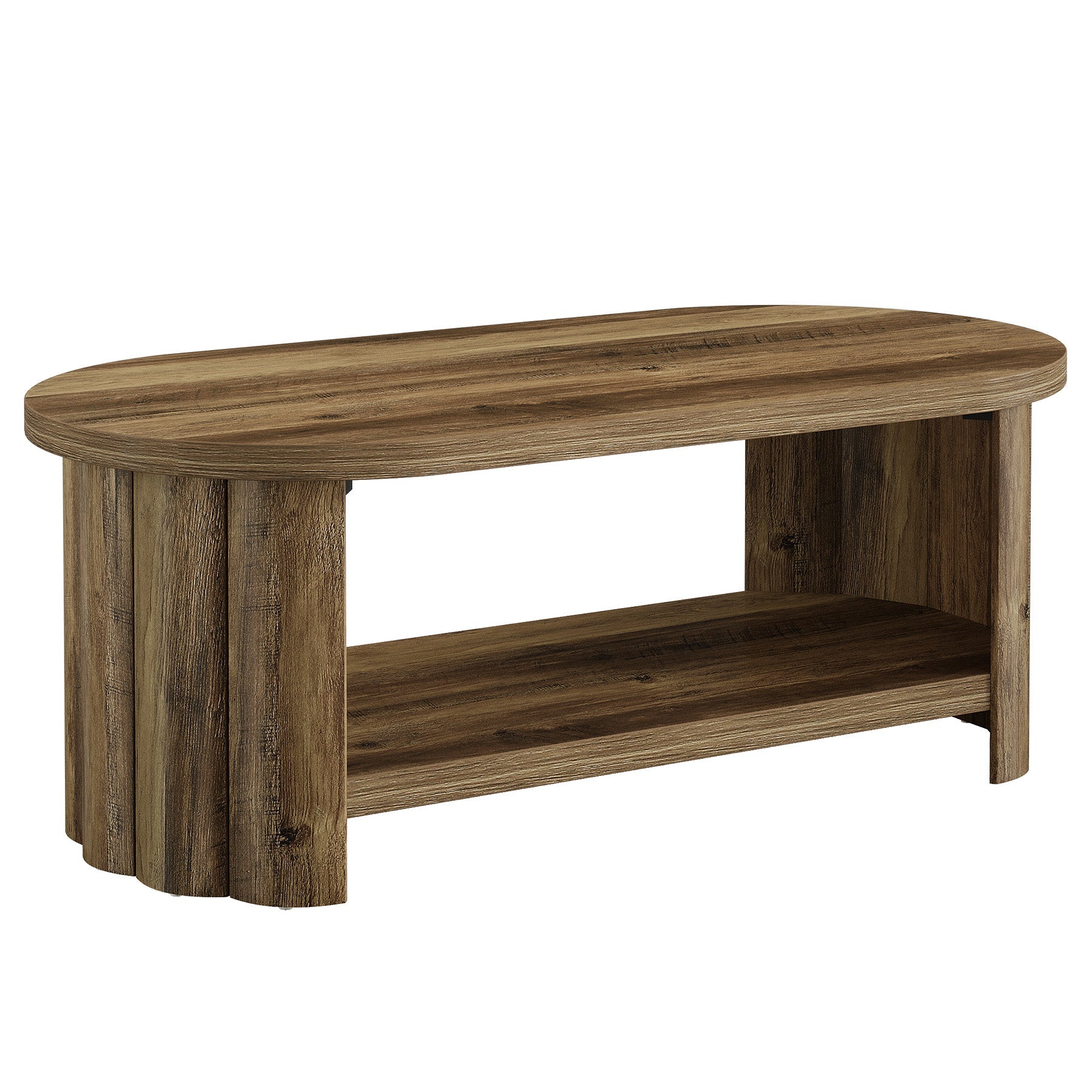 Tribesigns Table Basse Ovale 120 cm avec Rangement pour Salon