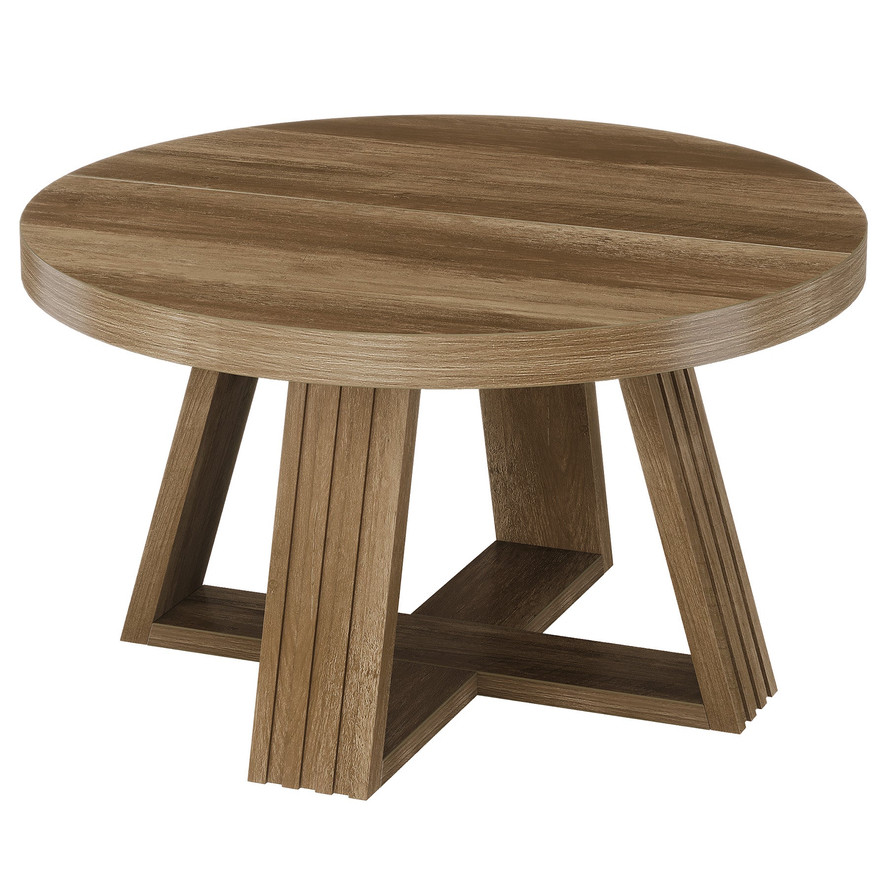 Tribesigns Table Basse Ronde 80 cm, Table de Salon Style Campagne avec Base Croisée