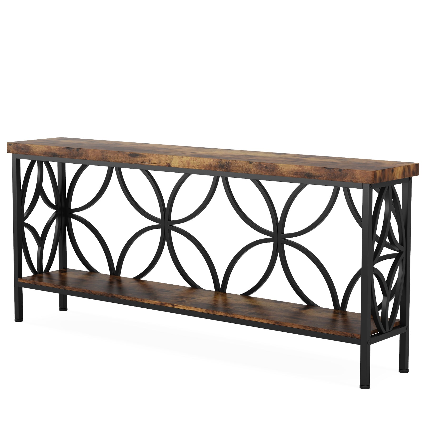 Tribesigns 2-Tier 160 cm Consoletafel, Industriële Sofa Tafel Achter de Bank