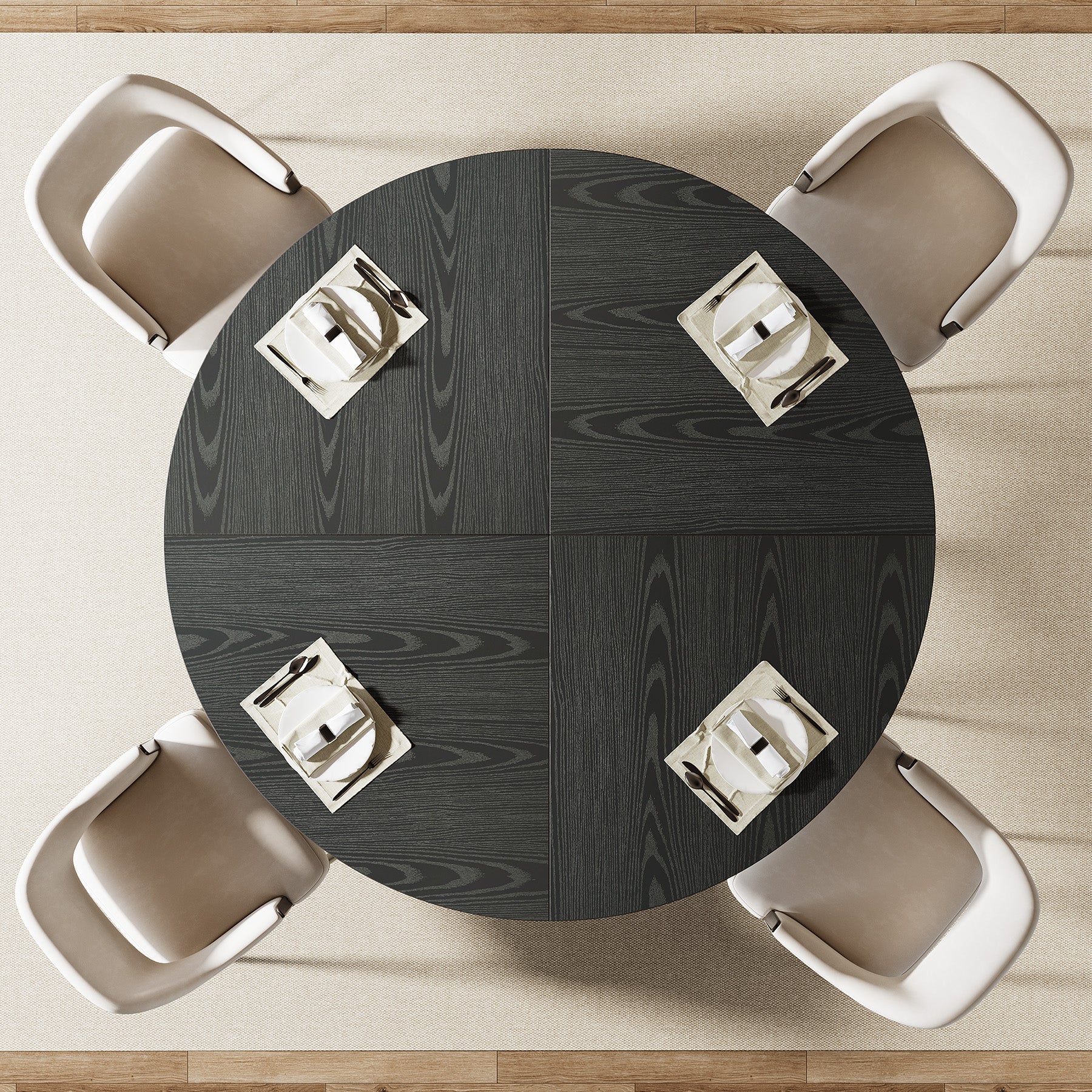 Tribesigns Table à manger ronde, Table de cuisine moderne de 120 cm pour 4 personnes