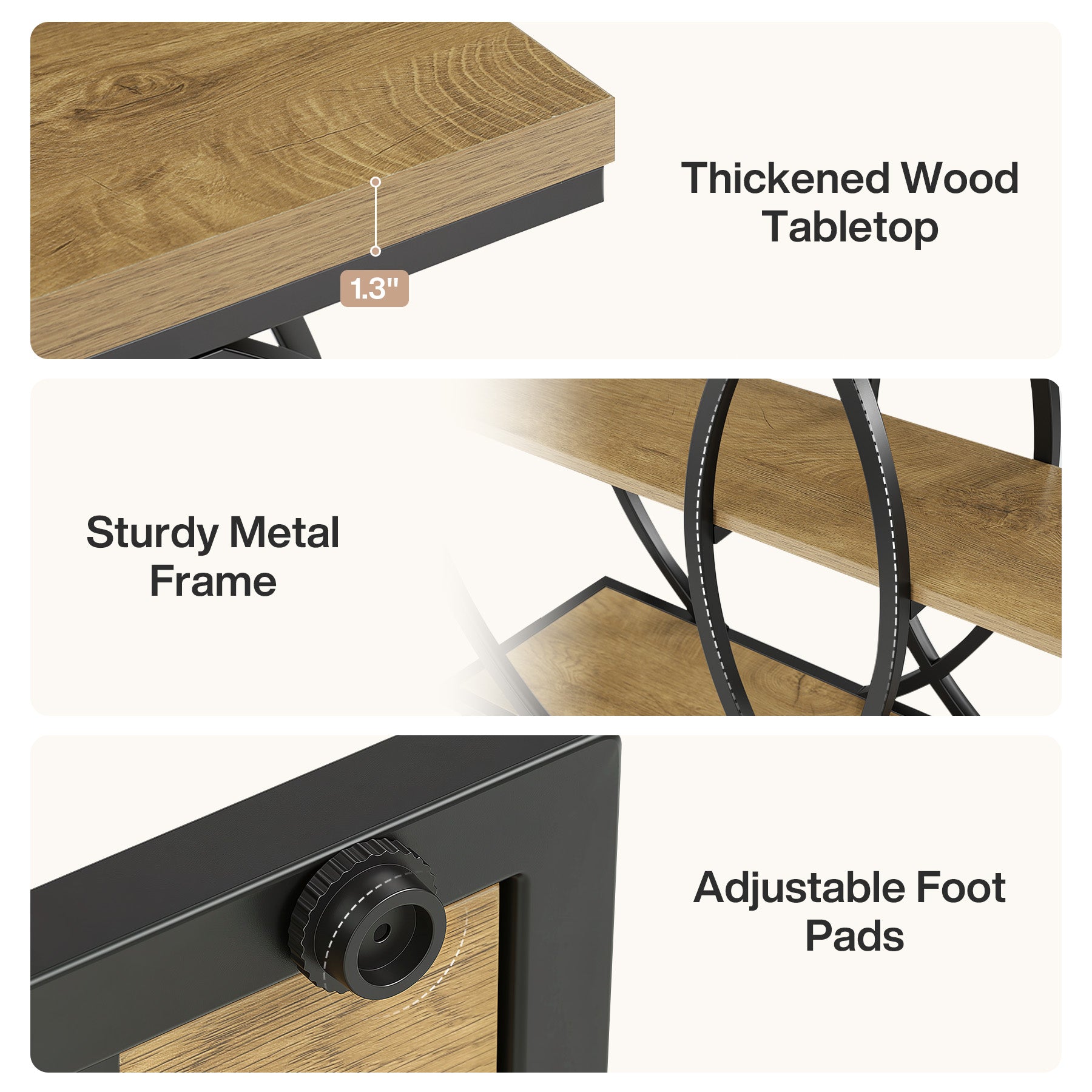 Tribesigns Industriële Consoletafel van 105 cm, 3-laags Bijzettafel met Opbergruimte