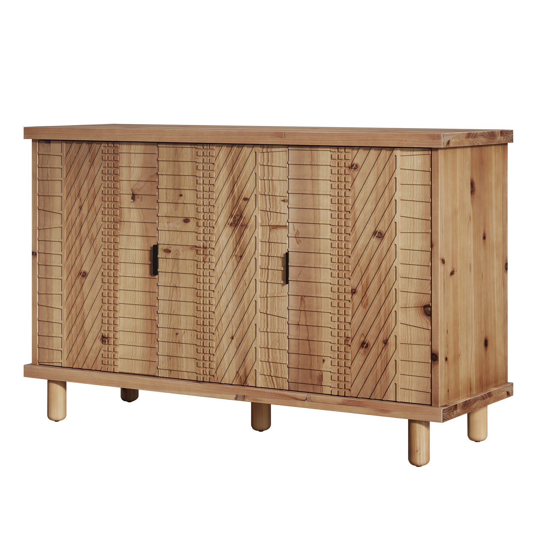 Tribesigns Buffet en bois massif avec espace de rangement, Meuble de style campagnard avec 3 portes et 2 étagères réglables