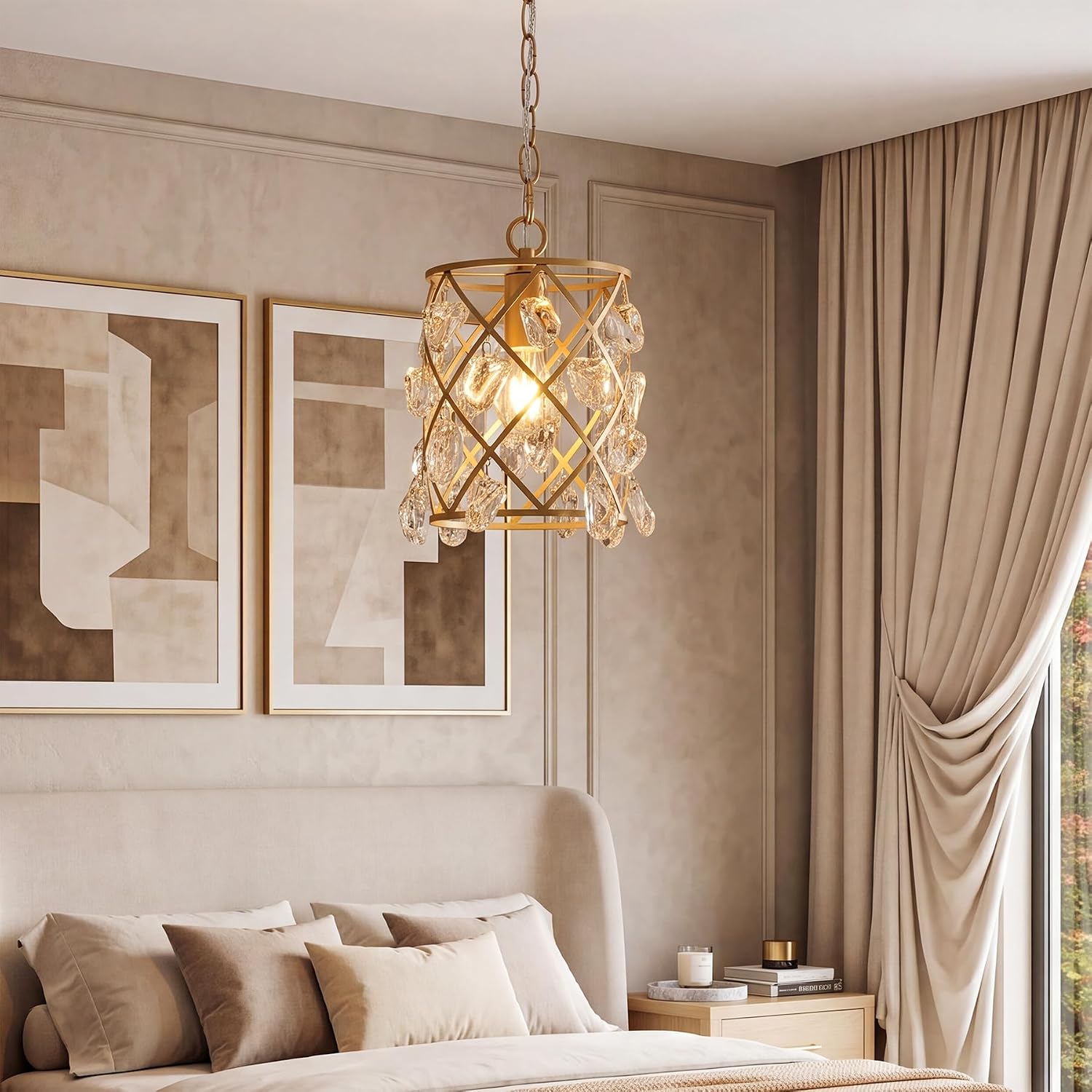 Tribesigns Lustre Moderne, Suspension avec Cristaux de Verre Effet Vagues, Culot E27