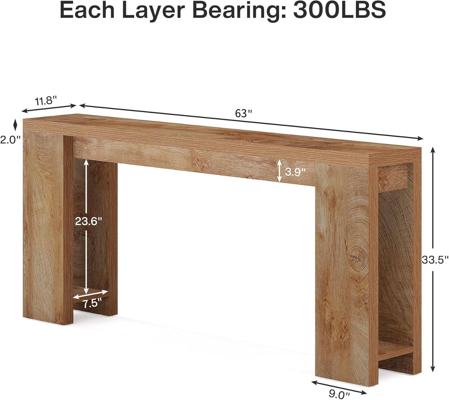 Tribesigns Console 160 cm, Boerenstijl Sofa Tafeltje Hal Bijzettafeltje