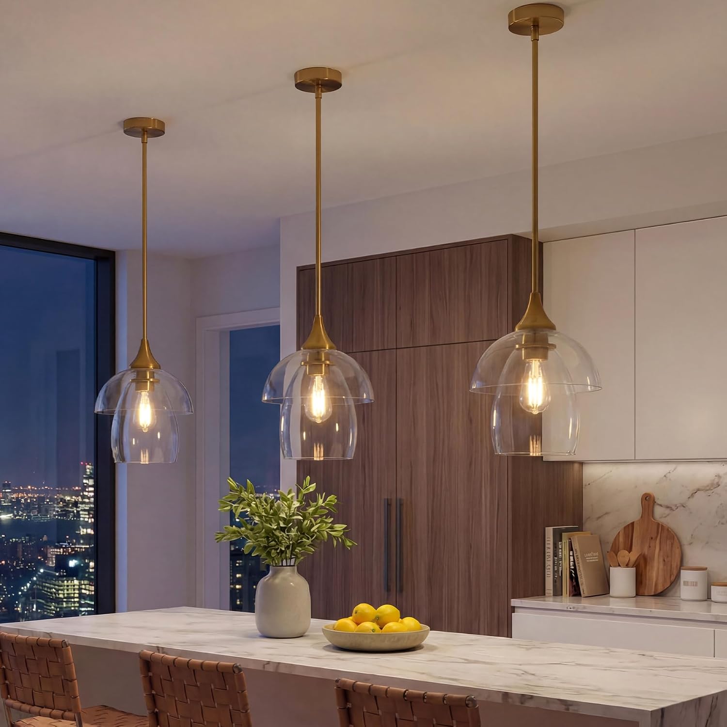 Tribesigns Suspension E27 LED, Lustre de Cuisine Moderne en Verre Double Couche
