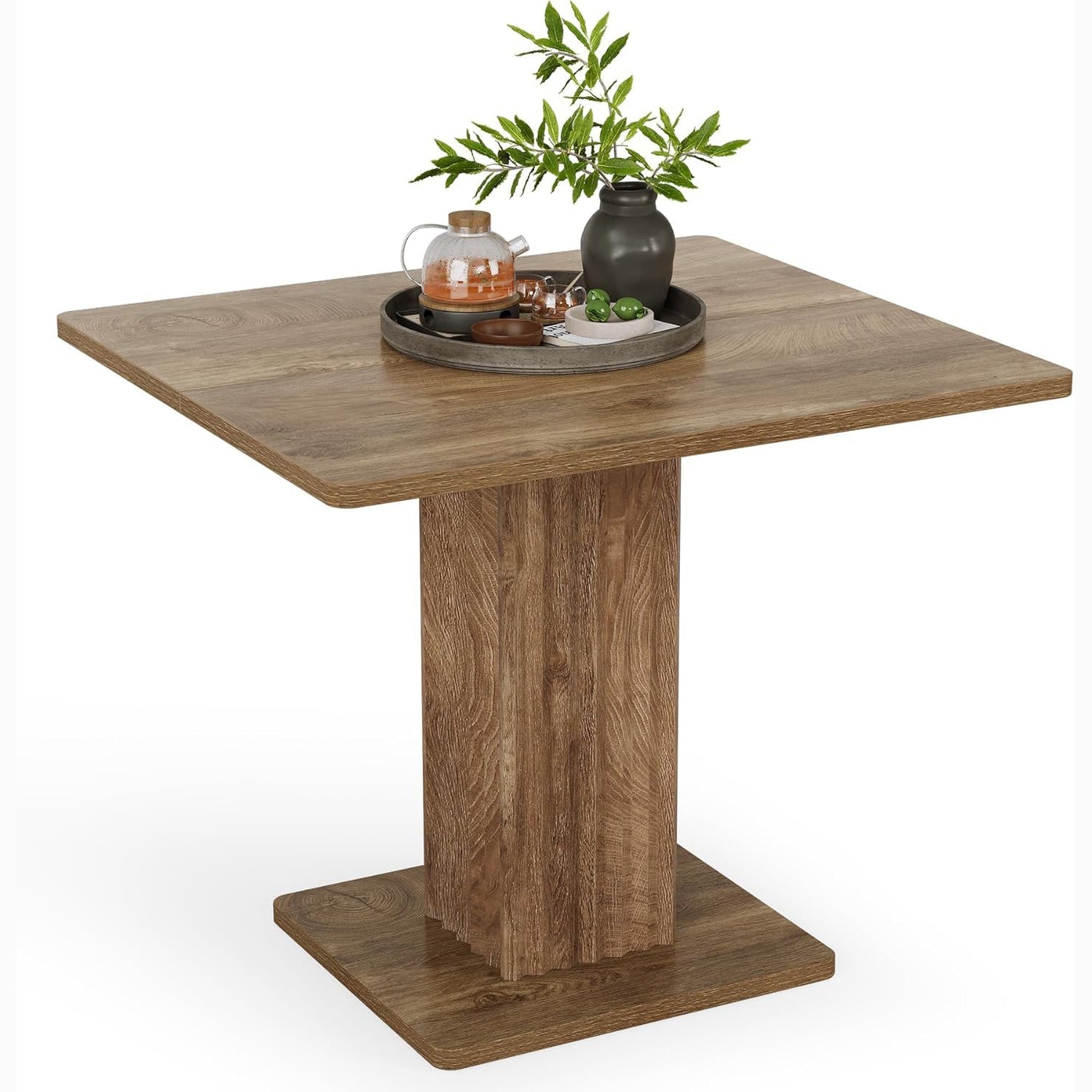 Table à manger compacte 90x80 cm pour 4 personnes avec un piètement robuste, Style champêtre, pour la cuisine et le salon