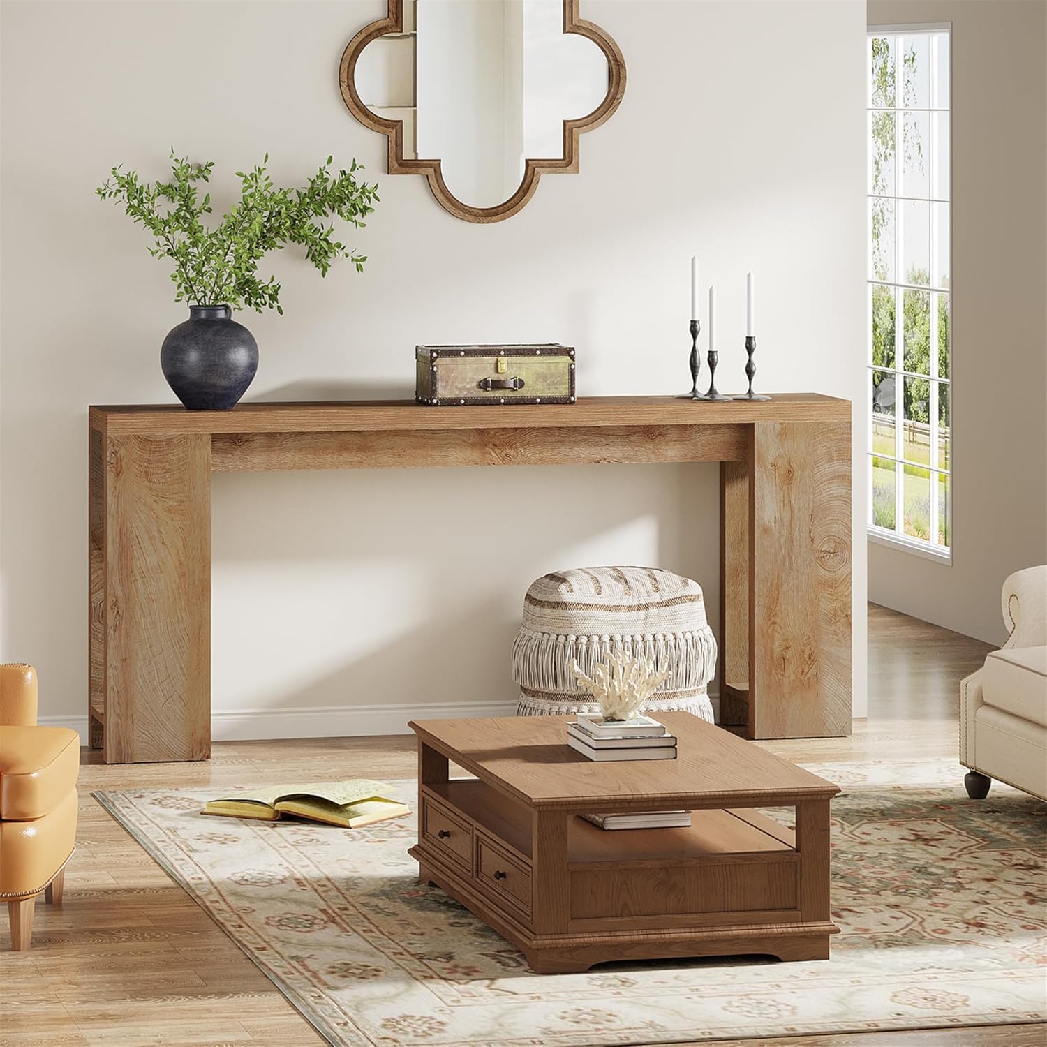 Tribesigns Console 160 cm, Boerenstijl Sofa Tafeltje Hal Bijzettafeltje