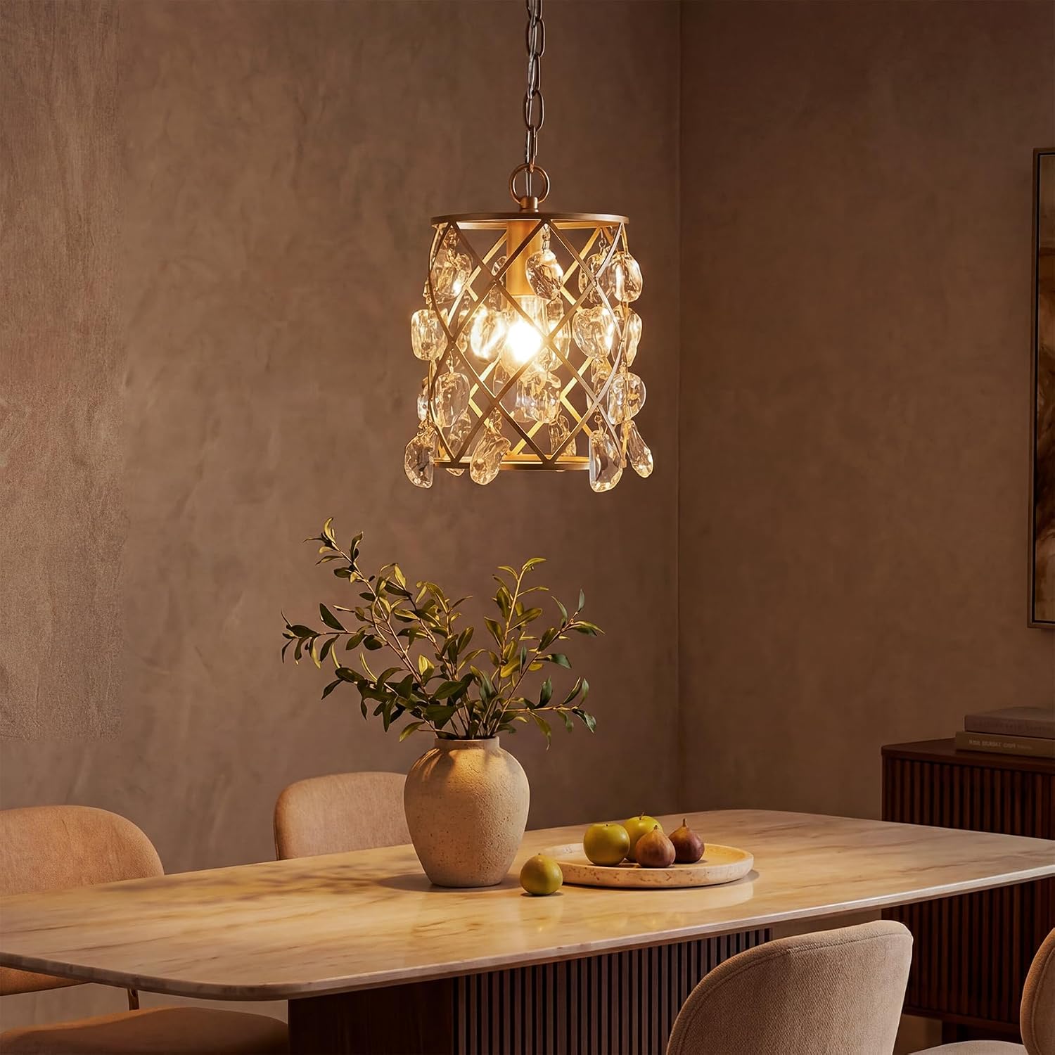 Tribesigns Lustre Moderne, Suspension avec Cristaux de Verre Effet Vagues, Culot E27