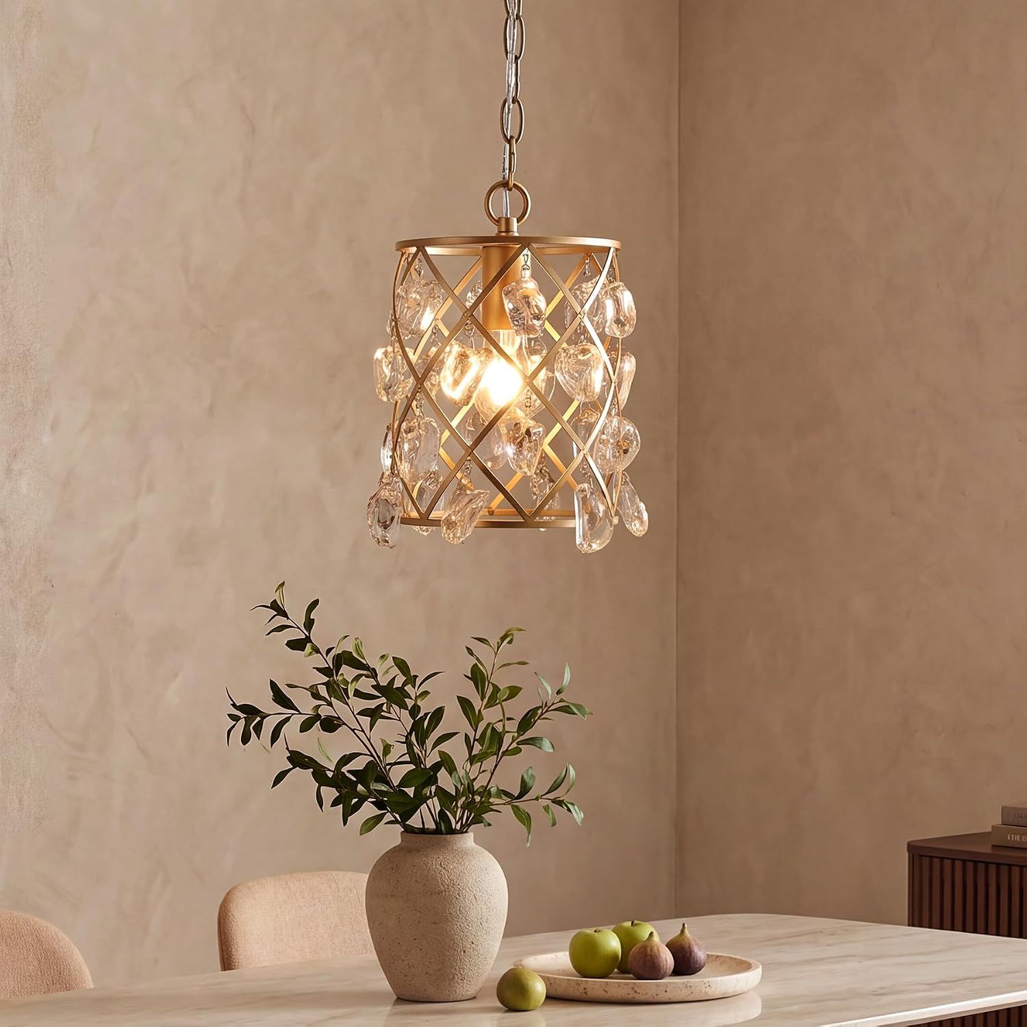 Tribesigns Lustre Moderne, Suspension avec Cristaux de Verre Effet Vagues, Culot E27