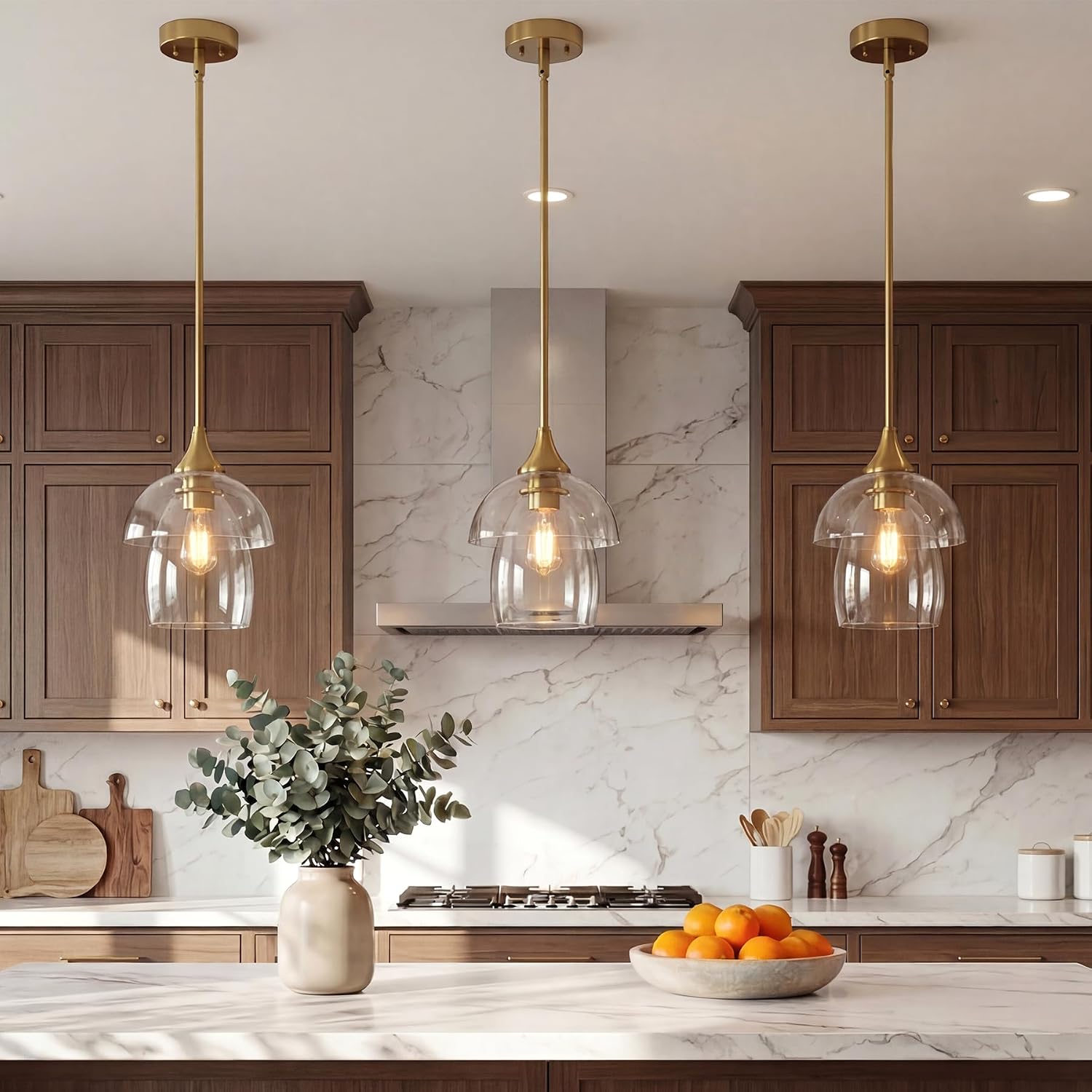 Tribesigns Suspension E27 LED, Lustre de Cuisine Moderne en Verre Double Couche