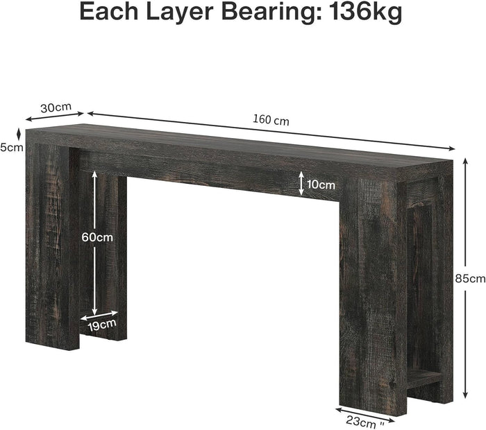 Tribesigns Console 160 cm, Boerenstijl Sofa Tafeltje Hal Bijzettafeltje