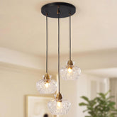 Tribesigns Suspension 3 Lumières, Lustre de Salle à Manger avec Abat-Jour en Verre Ondulé, Hauteur Réglable (Ampoules Non Incluses) 3