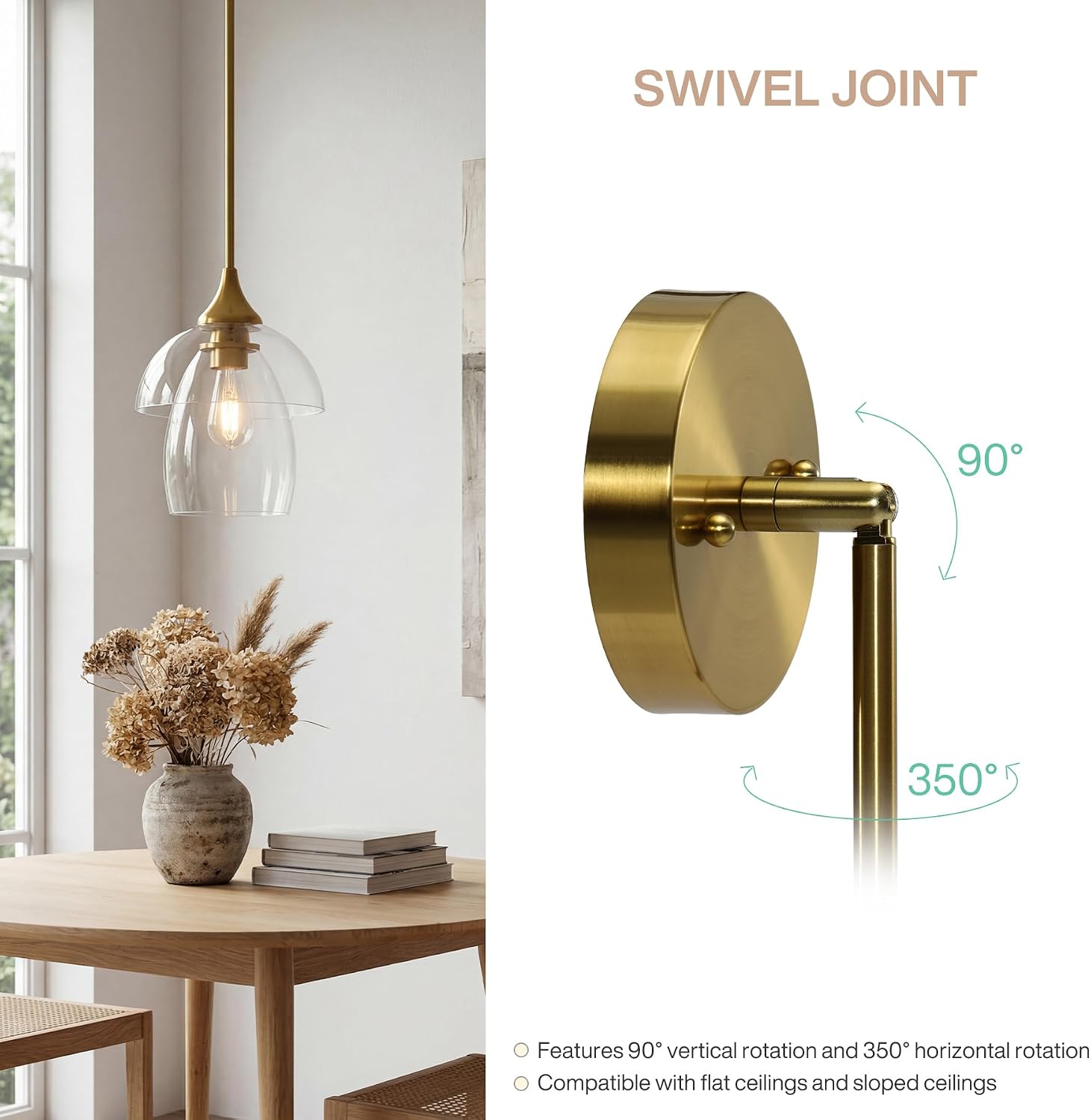 Tribesigns Suspension E27 LED, Lustre de Cuisine Moderne en Verre Double Couche