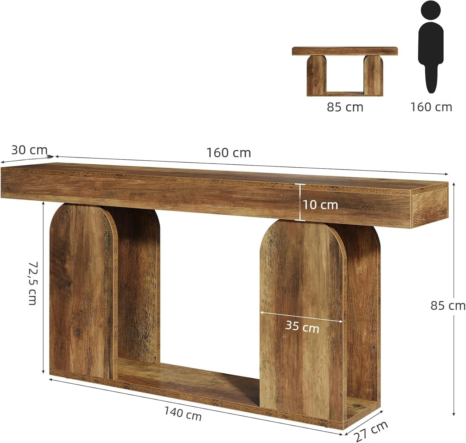 Tribesigns Console de 160 cm avec piètement en U, Table d'entrée longue et moderne à 2 étagères