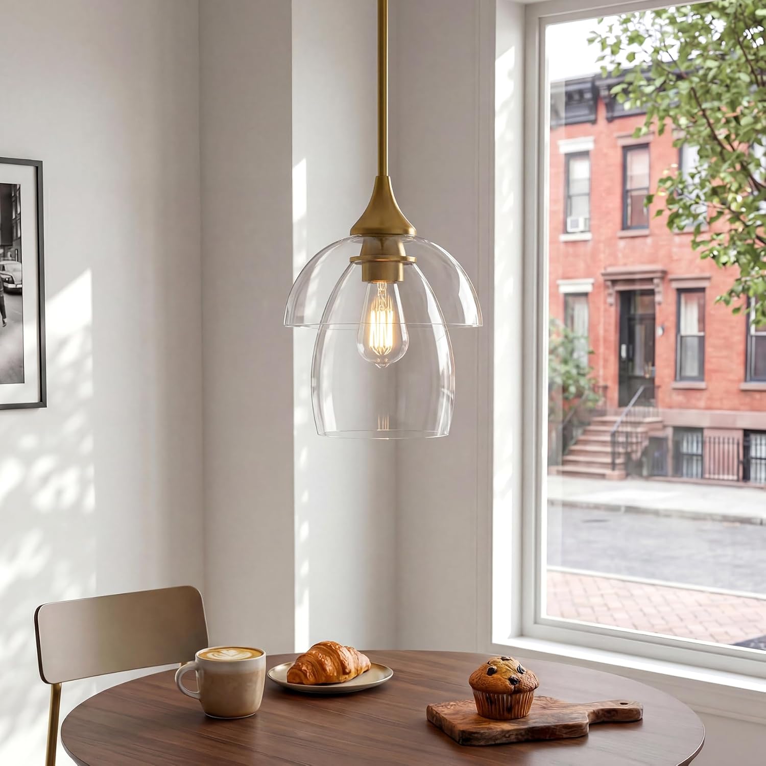 Tribesigns Suspension E27 LED, Lustre de Cuisine Moderne en Verre Double Couche