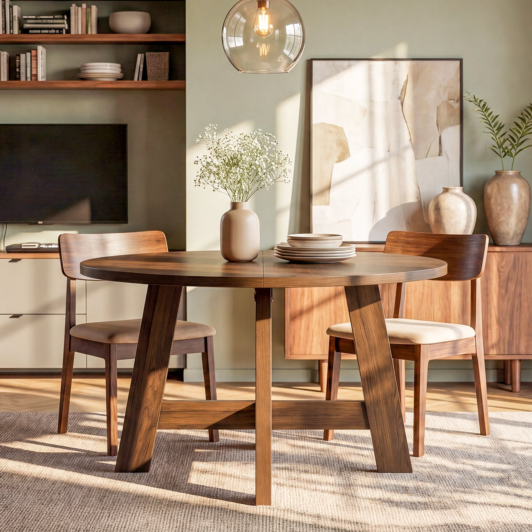 Tribesigns Table à manger de 118 cm avec traverse renforcée pour 4 à 6 personnes