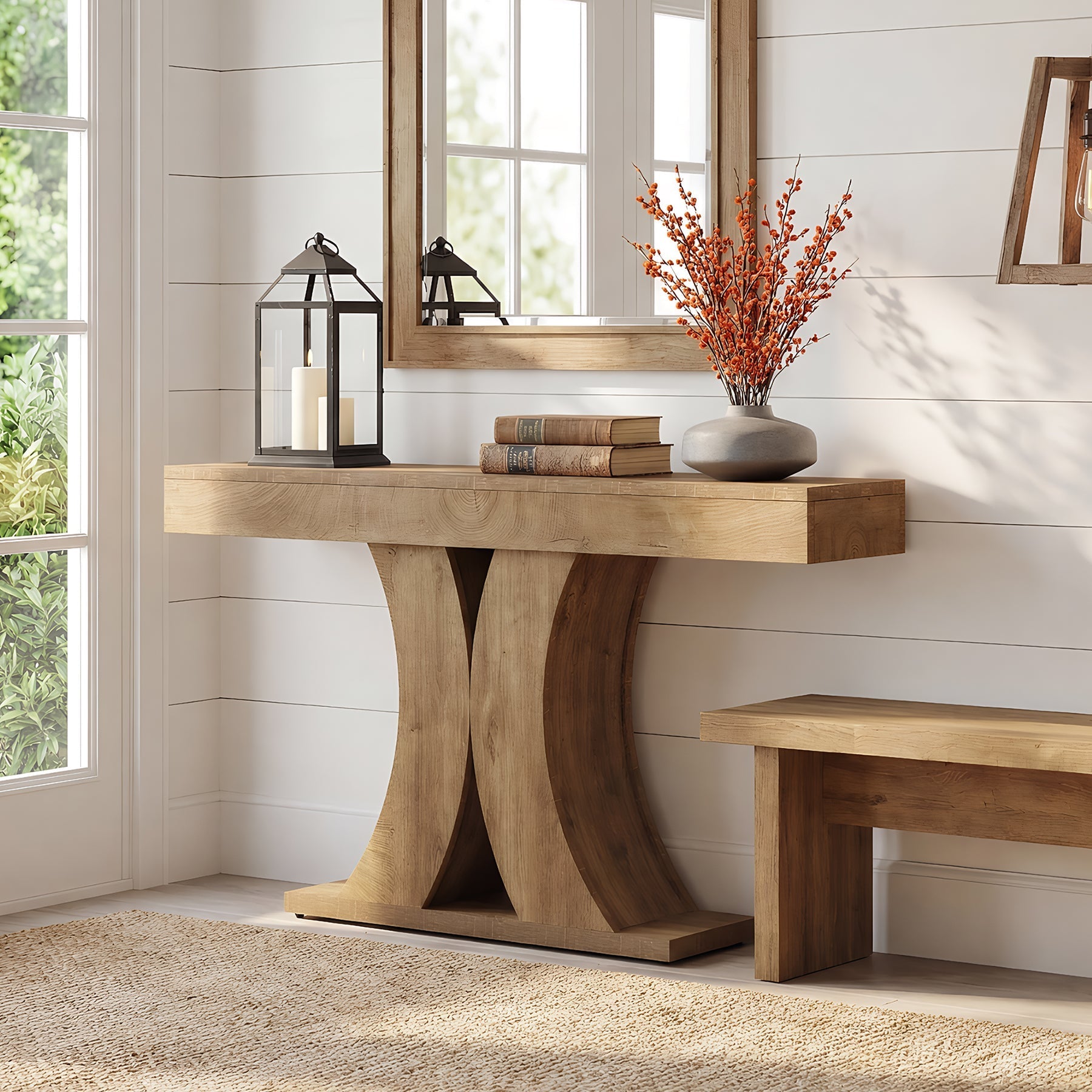 Tribesigns Console 150 cm, Table d'entrée étroite en bois pour salon