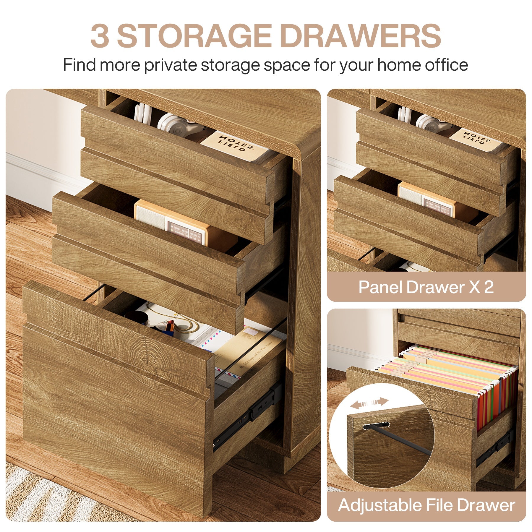Tribesigns Bureau d’Ordinateur 140 cm, Bureau de Direction Style Rustique à 3 Tiroirs