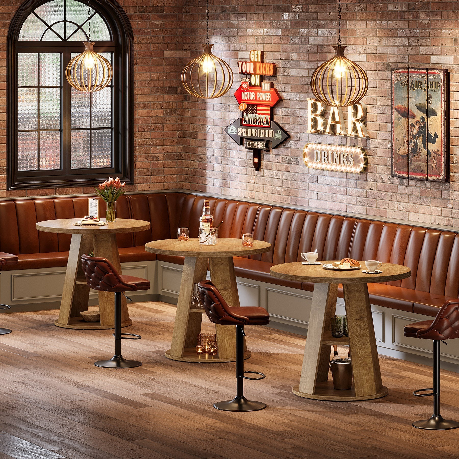 Tribesigns Ronde Eettafel 80 cm voor 2-4 Personen, Kleine Keukentafel
