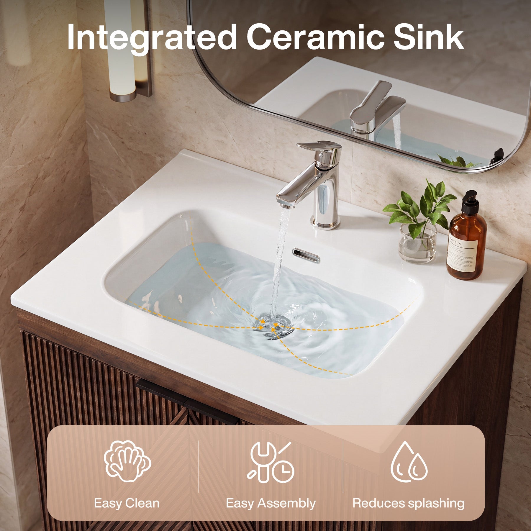 Tribesigns Meuble de Salle de Bain Suspendu 60 cm avec Vasque en Céramique